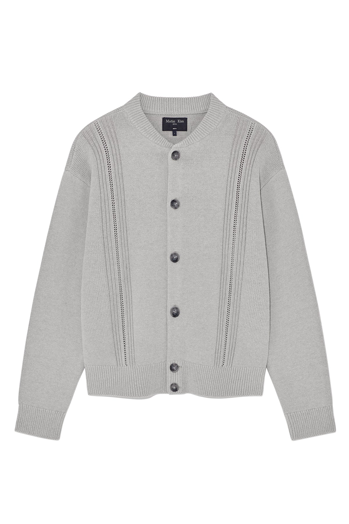 Matin Kim - Punching Line Point Round Neck Cardigan (Black) product image 13 | TRAB K-Fashion Australia