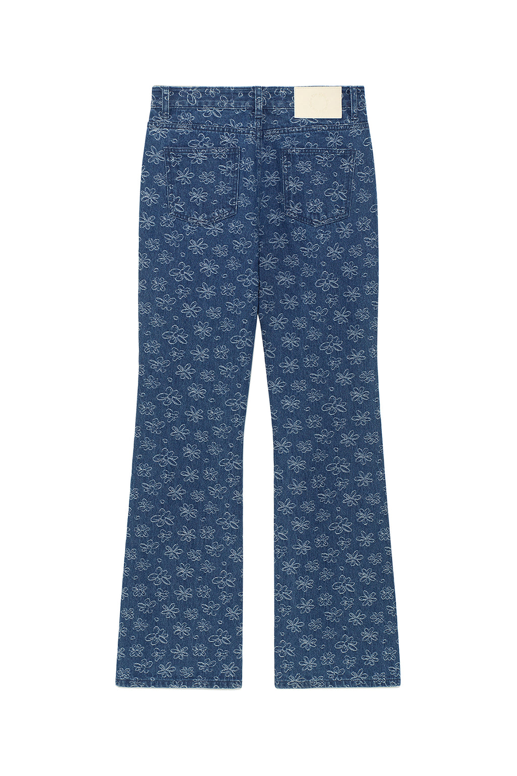 Matin Kim - Flower Pattern Flare Denim Pants (Blue) product image 2 | TRAB K-Fashion Australia