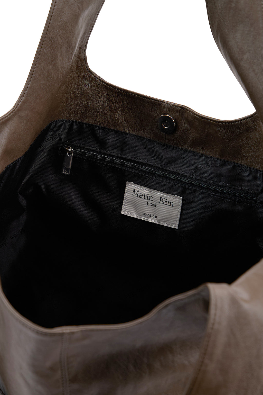 Matin Kim - Side String Leather Big Shoulder Bag (Brown) product image 4 | TRAB K-Fashion Australia