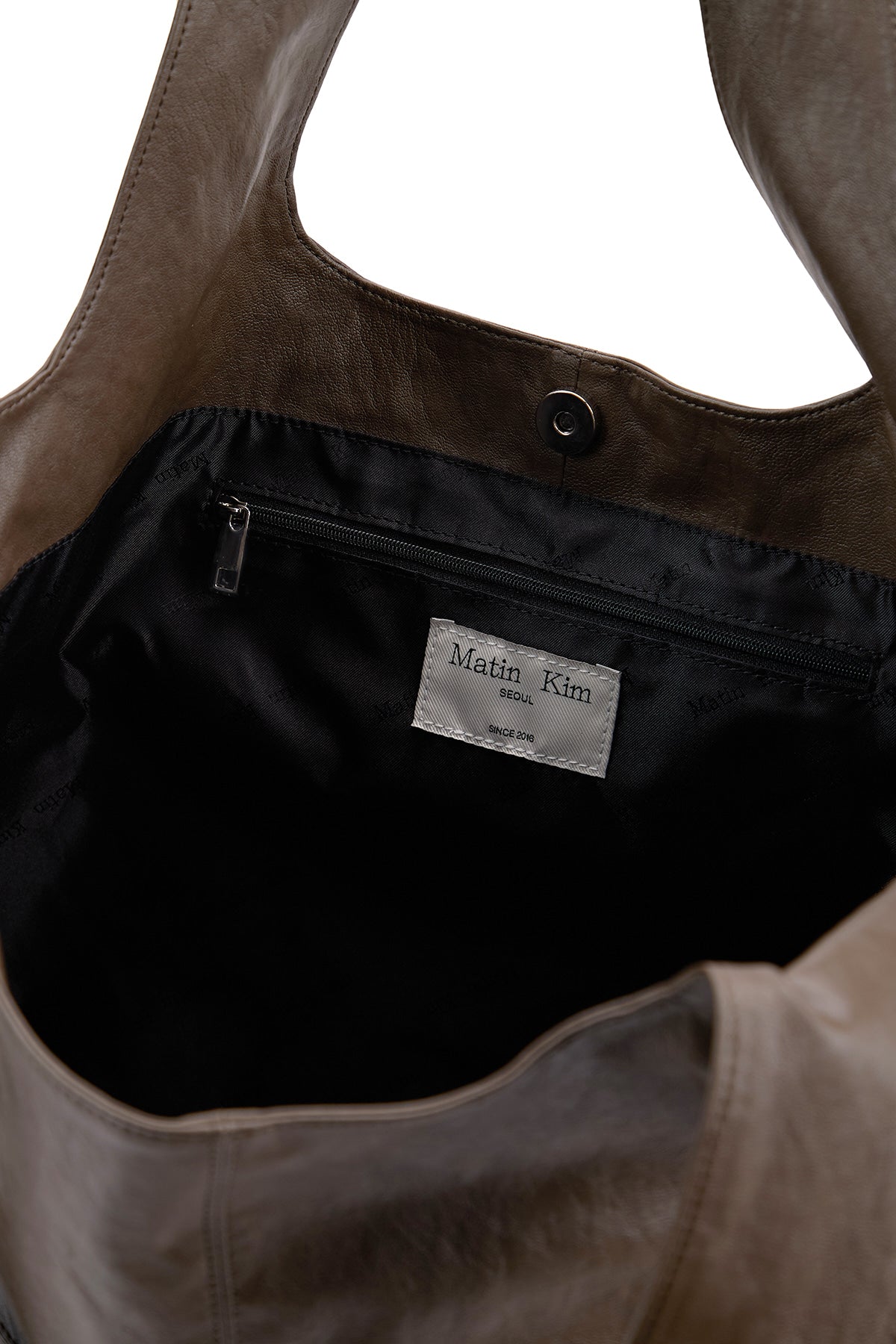 Matin Kim - Side String Leather Big Shoulder Bag (Brown) product image 4 | TRAB K-Fashion Australia