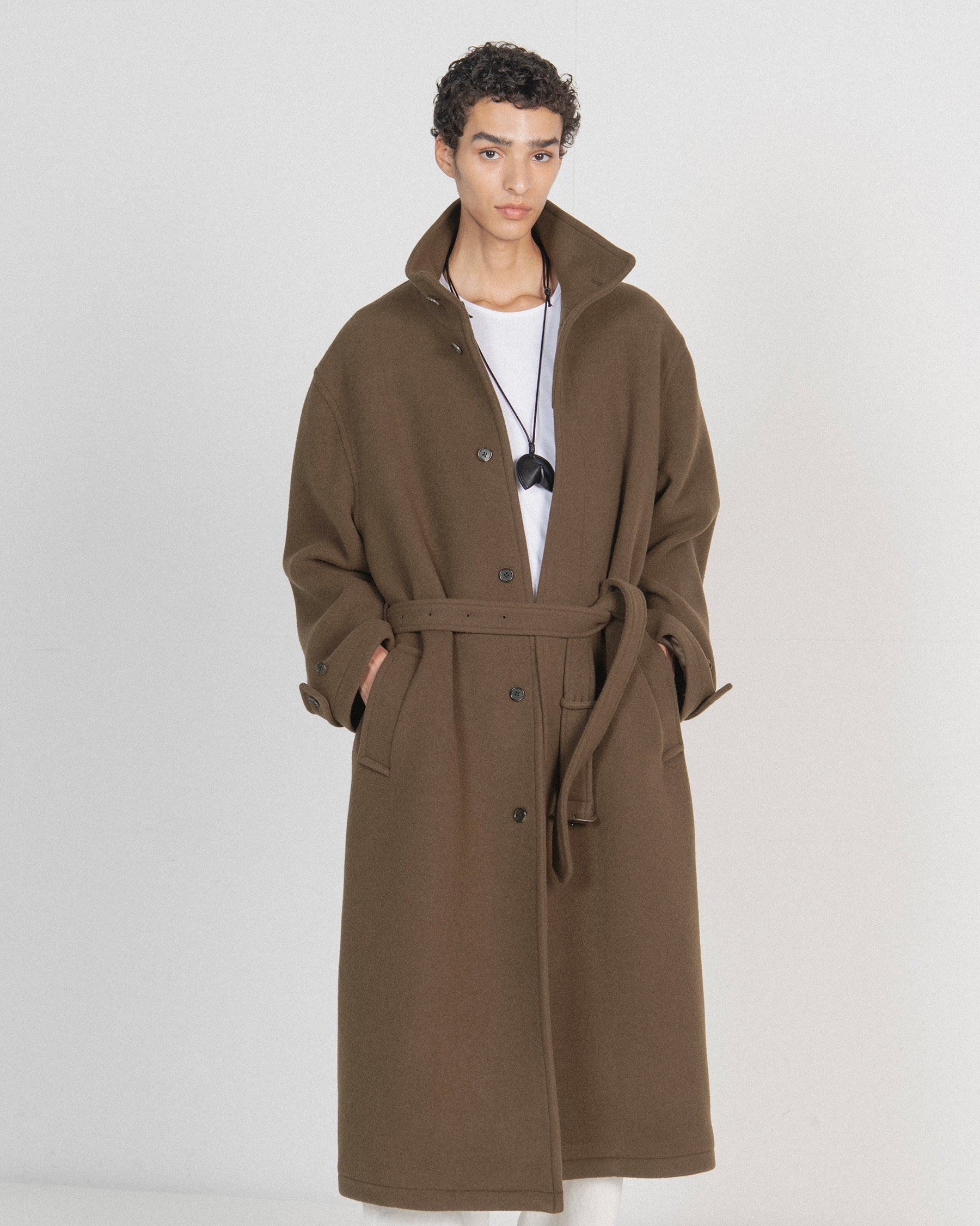 Brownyard - Pure Wool Stand Collar Coat (Brown) product image 3 | TRAB K-Fashion Australia