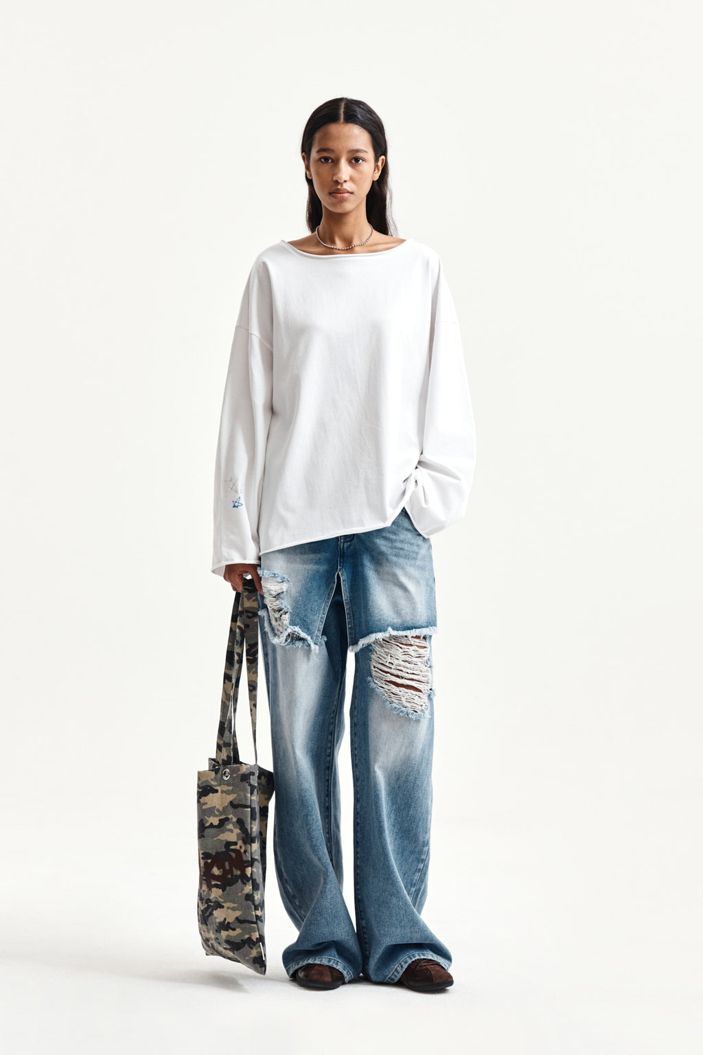 Matin Kim - Raw Hem Finished Boat Neck Top (White) product image 8 | TRAB K-Fashion Australia