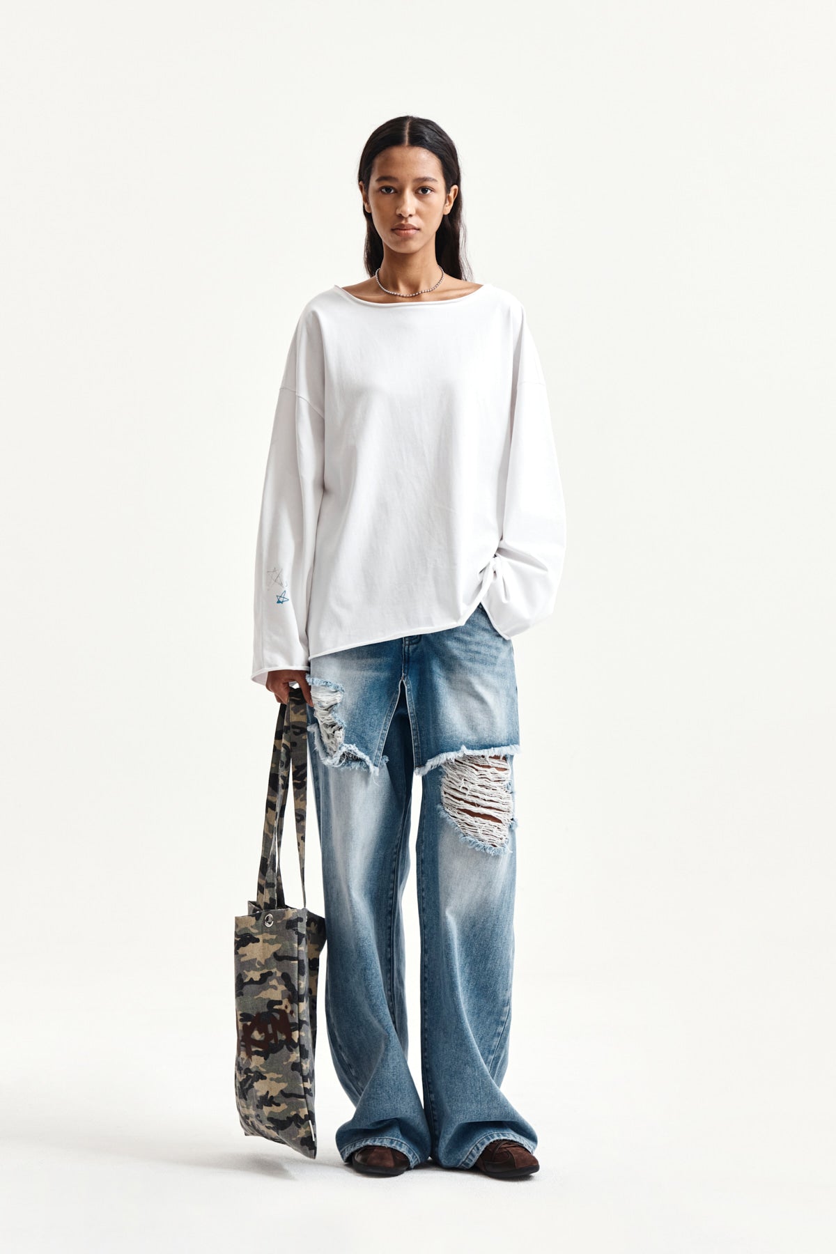 Matin Kim - Raw Hem Finished Boat Neck Top (White) product image 8 | TRAB K-Fashion Australia