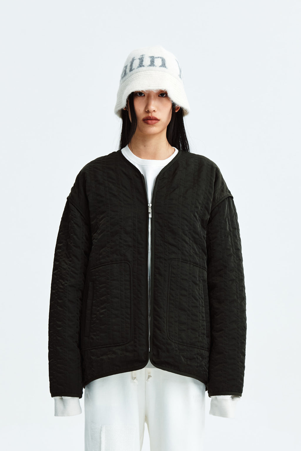 Matin Kim - Warm Up Quilting Jumper (Khaki) product image 5 | TRAB K-Fashion Australia