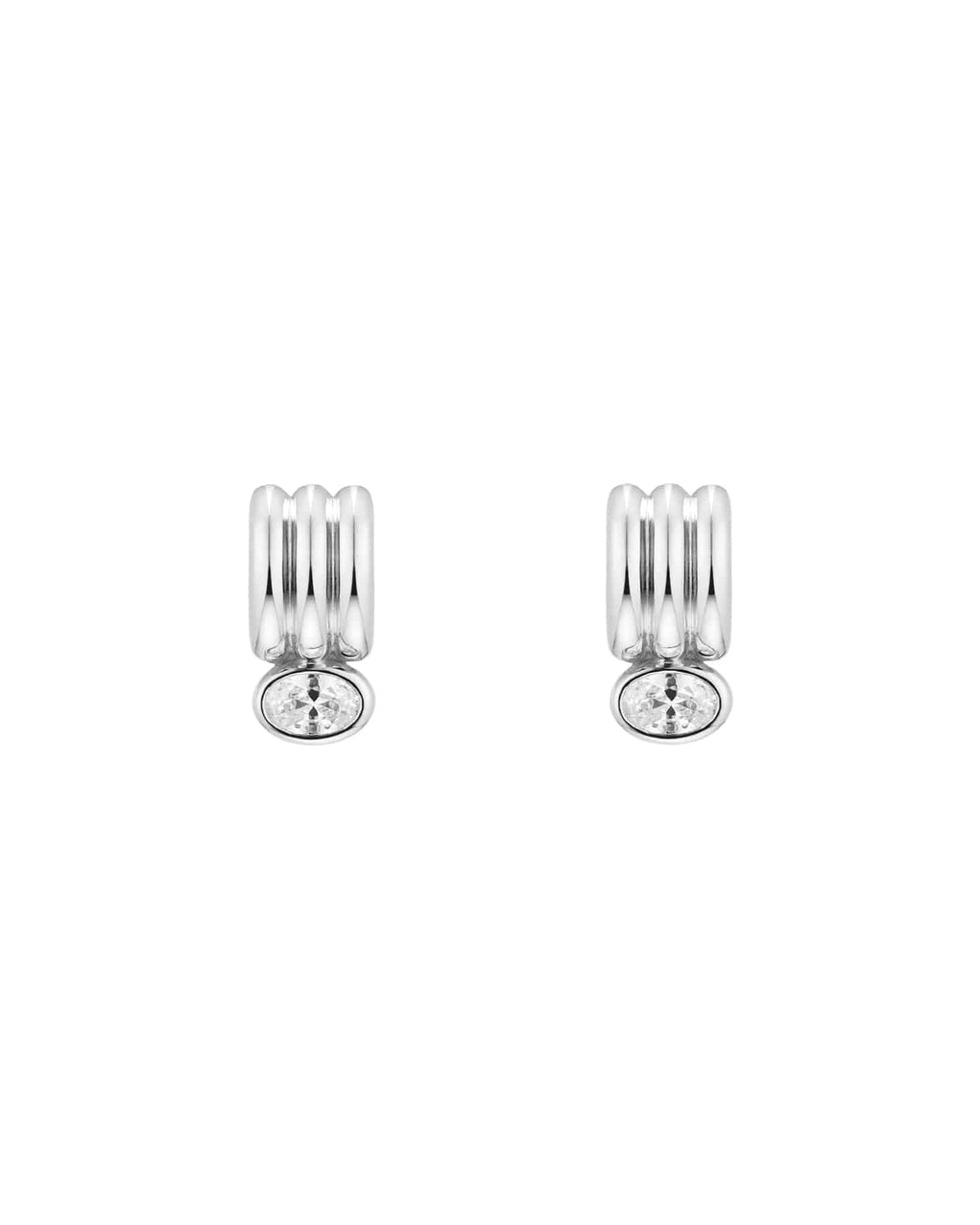 Numbering - Triple Pipe Bezel Stone Drop Hoop Earrings #3303 product image 6 | TRAB K-Fashion Australia