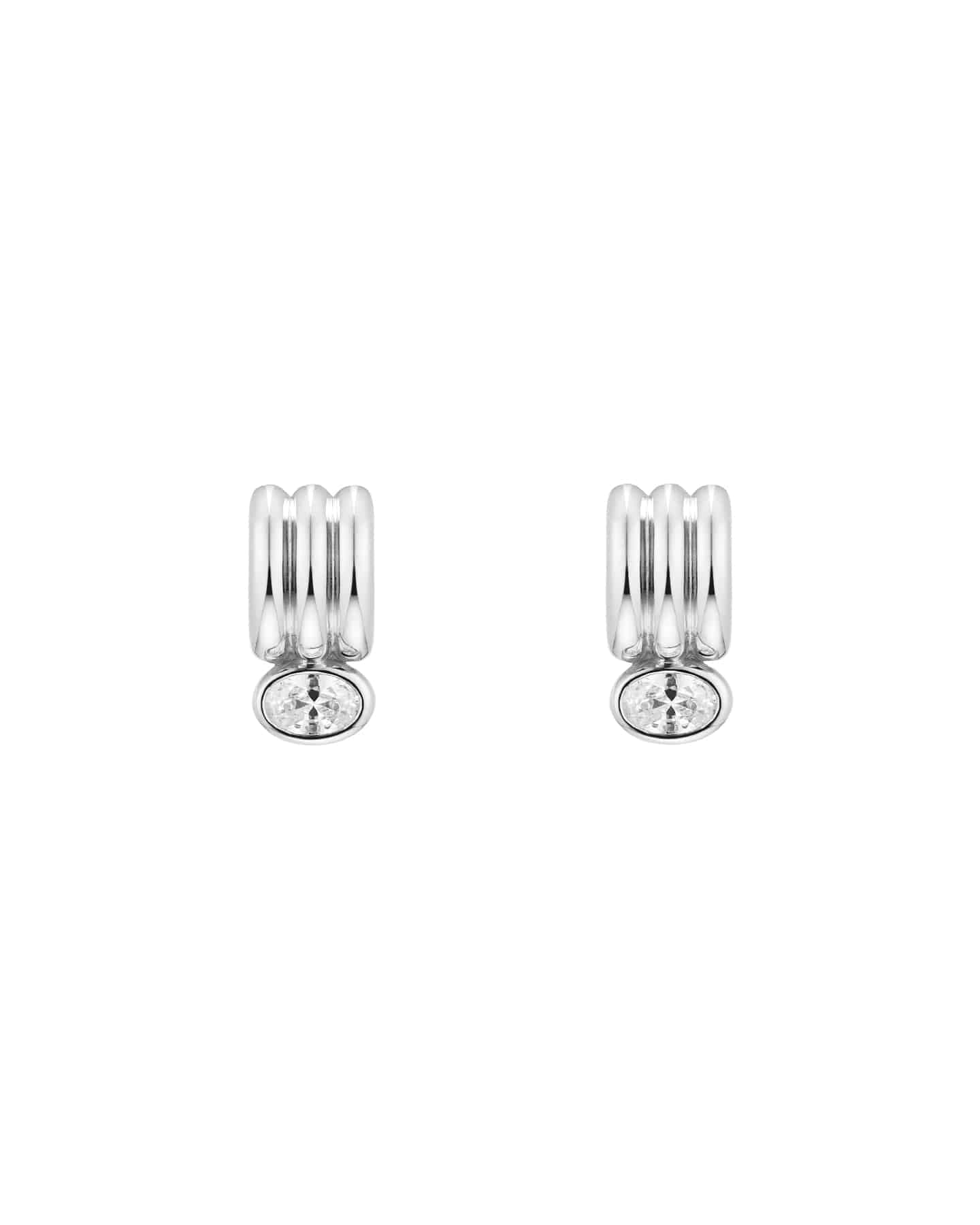 Numbering - Triple Pipe Bezel Stone Drop Hoop Earrings #3303 product image 6 | TRAB K-Fashion Australia