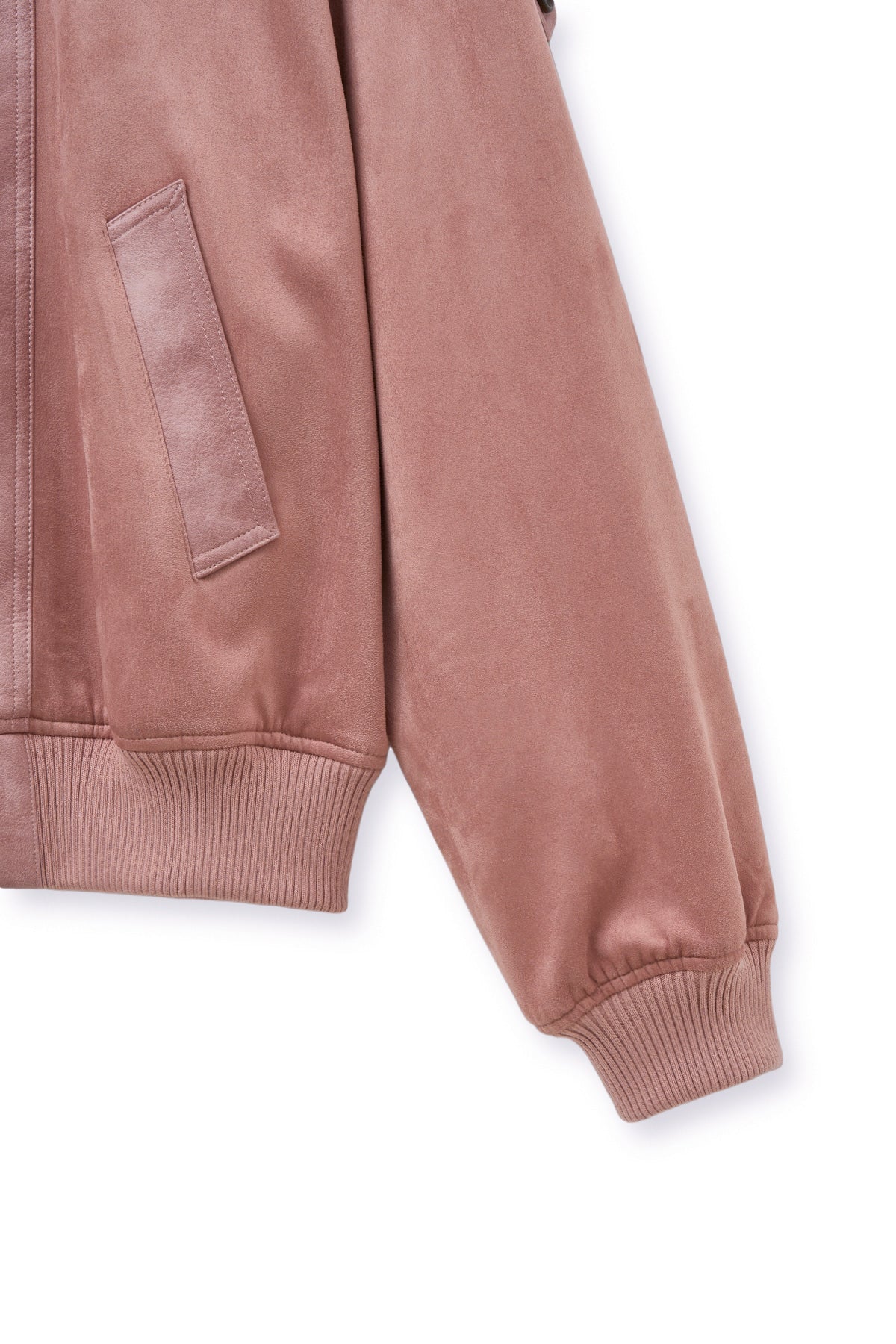 Matin Kim - Suede Mix Leather Zip Up Jumper (Pink) product image 4 | TRAB K-Fashion Australia