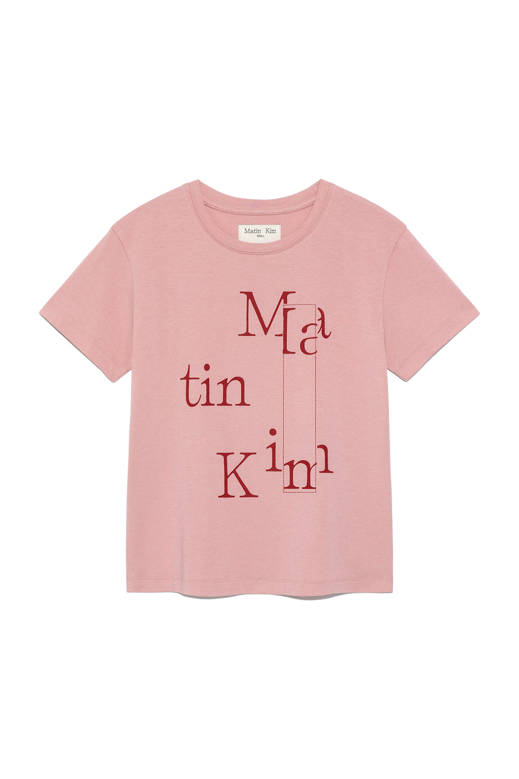 Matin Kim - Patchwork Graphic Printing Logo Top (Pink) product image 1 | TRAB K-Fashion Australia