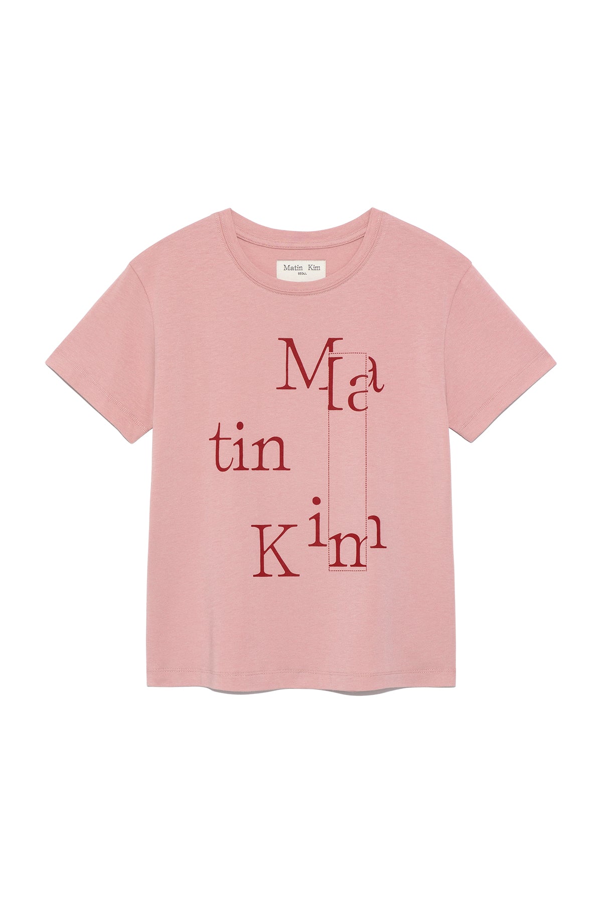 Matin Kim - Patchwork Graphic Printing Logo Top (Pink) product image 1 | TRAB K-Fashion Australia