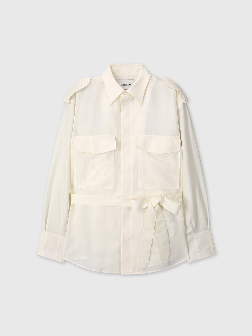 Tonywack - Silk Twill Military Field Shirt Jacket (Ivory) product image 9 | TRAB K-Fashion Australia