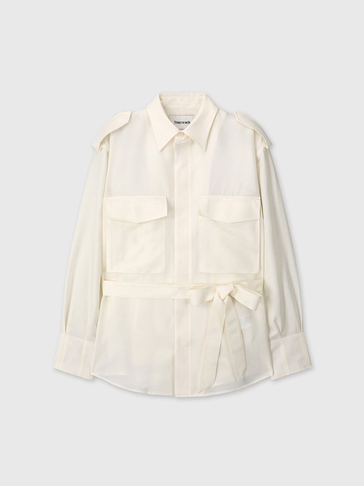 Tonywack - Silk Twill Military Field Shirt Jacket (Ivory) product image 9 | TRAB K-Fashion Australia