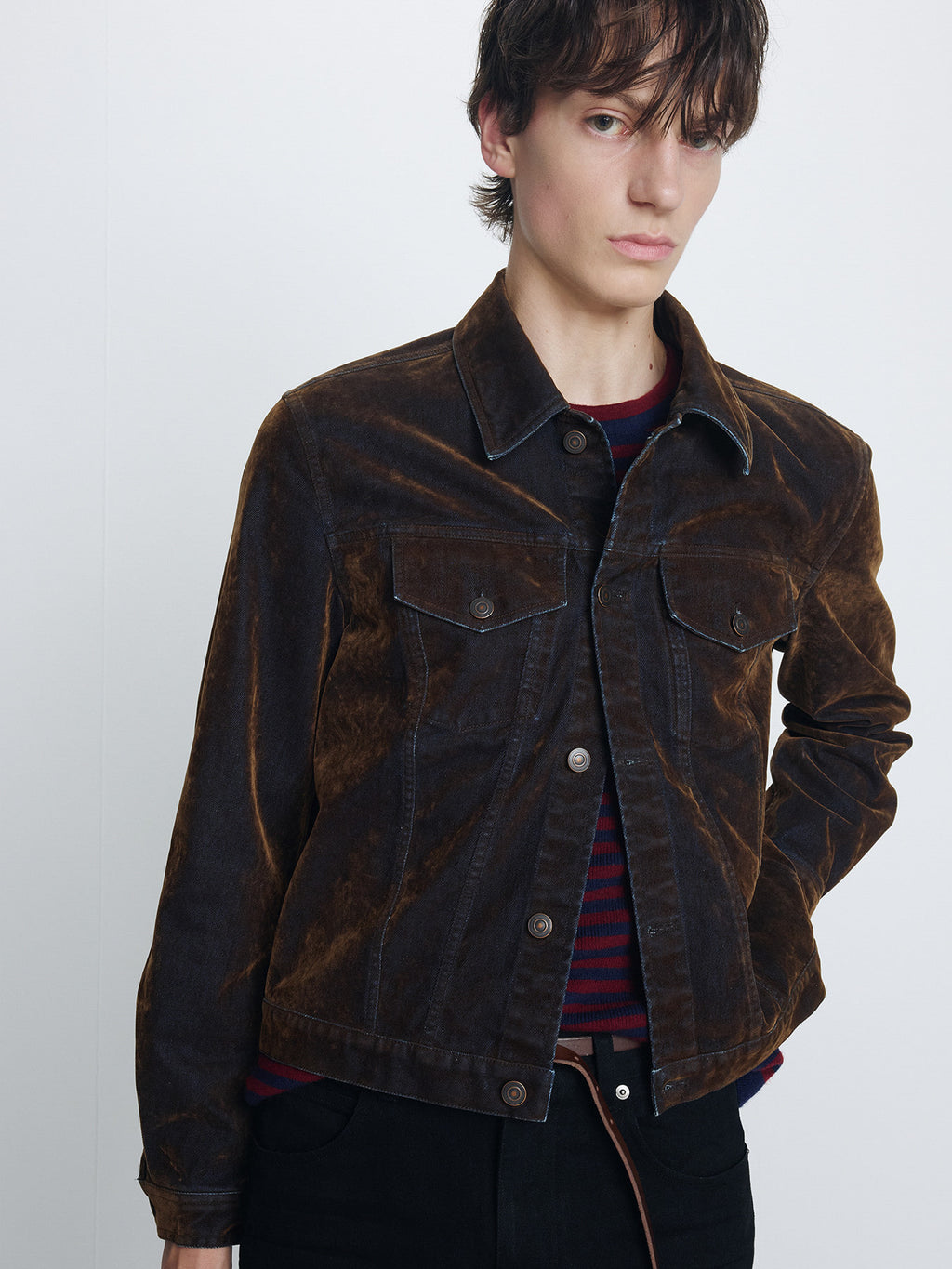 Tonywack - Flocked Denim Trucker Jacket (Brown) product image 5 | TRAB K-Fashion Australia