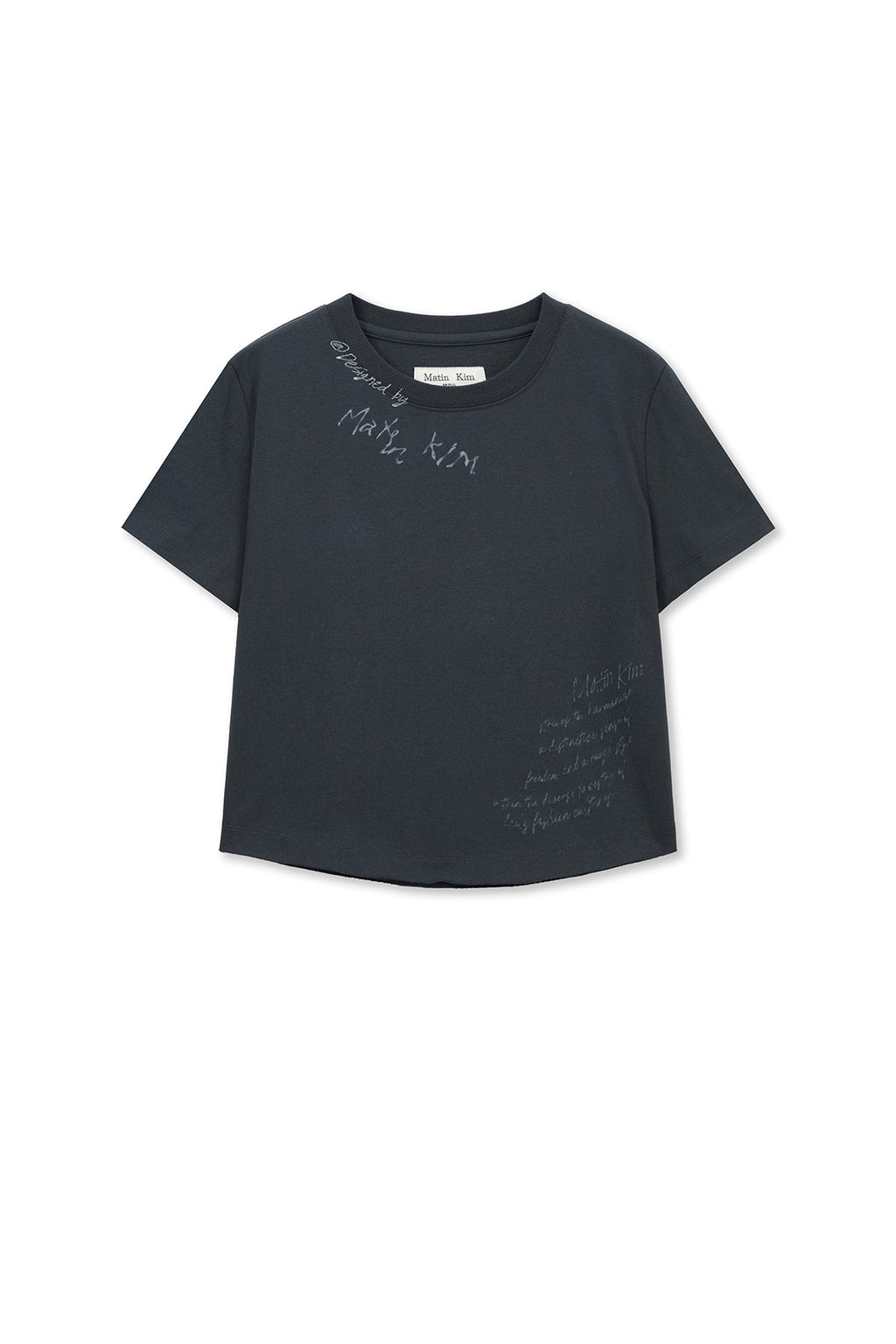 Matin Kim - Graffiti Round Hem Crop Top (Navy) product image 1 | TRAB K-Fashion Australia
