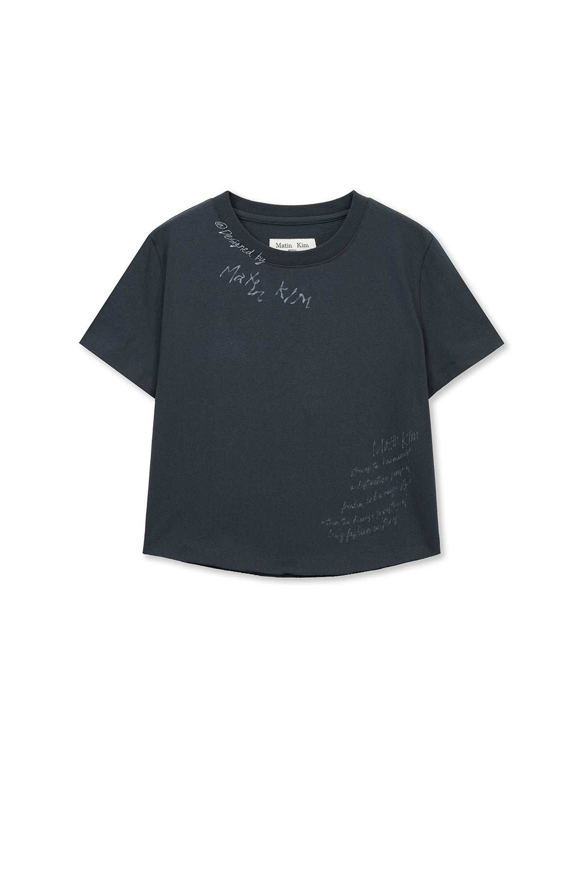 Matin Kim - Graffiti Round Hem Crop Top (Navy) product image 1 | TRAB K-Fashion Australia