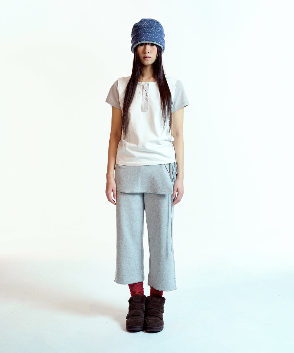 Coyseio - Soft Cropped Skirt Pants (Melange Grey) product image 7 | TRAB K-Fashion Australia
