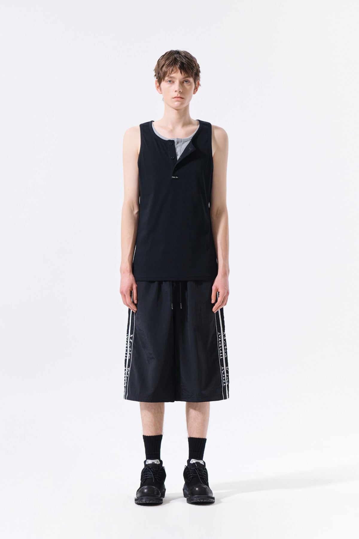 Matin Kim - Side Logo Bermuda Track Pants (Black) product image 11 | TRAB K-Fashion Australia