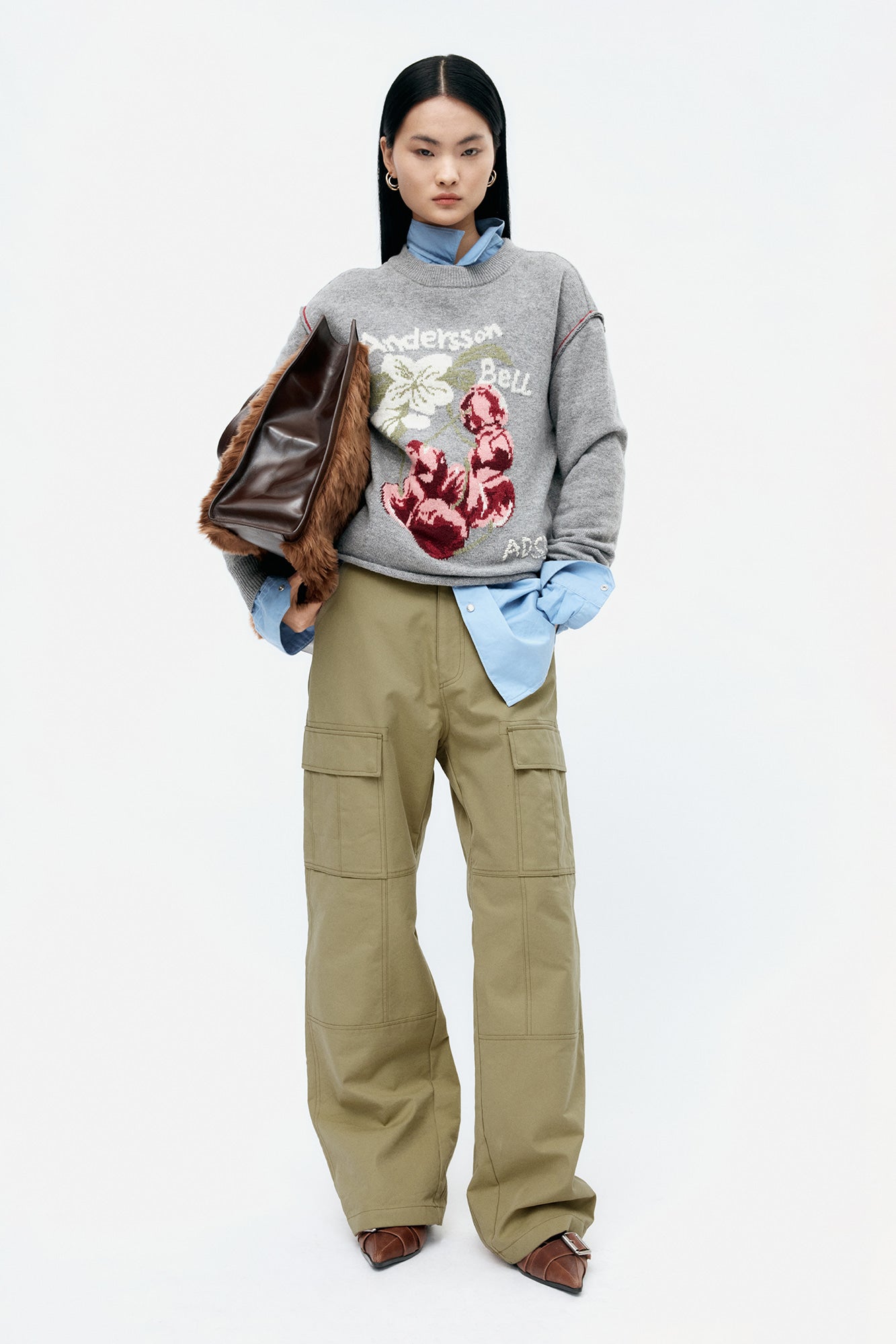 Andersson Bell - Fruit Intarsia Crewneck Sweater (Grey) product image 2 | TRAB K-Fashion Australia
