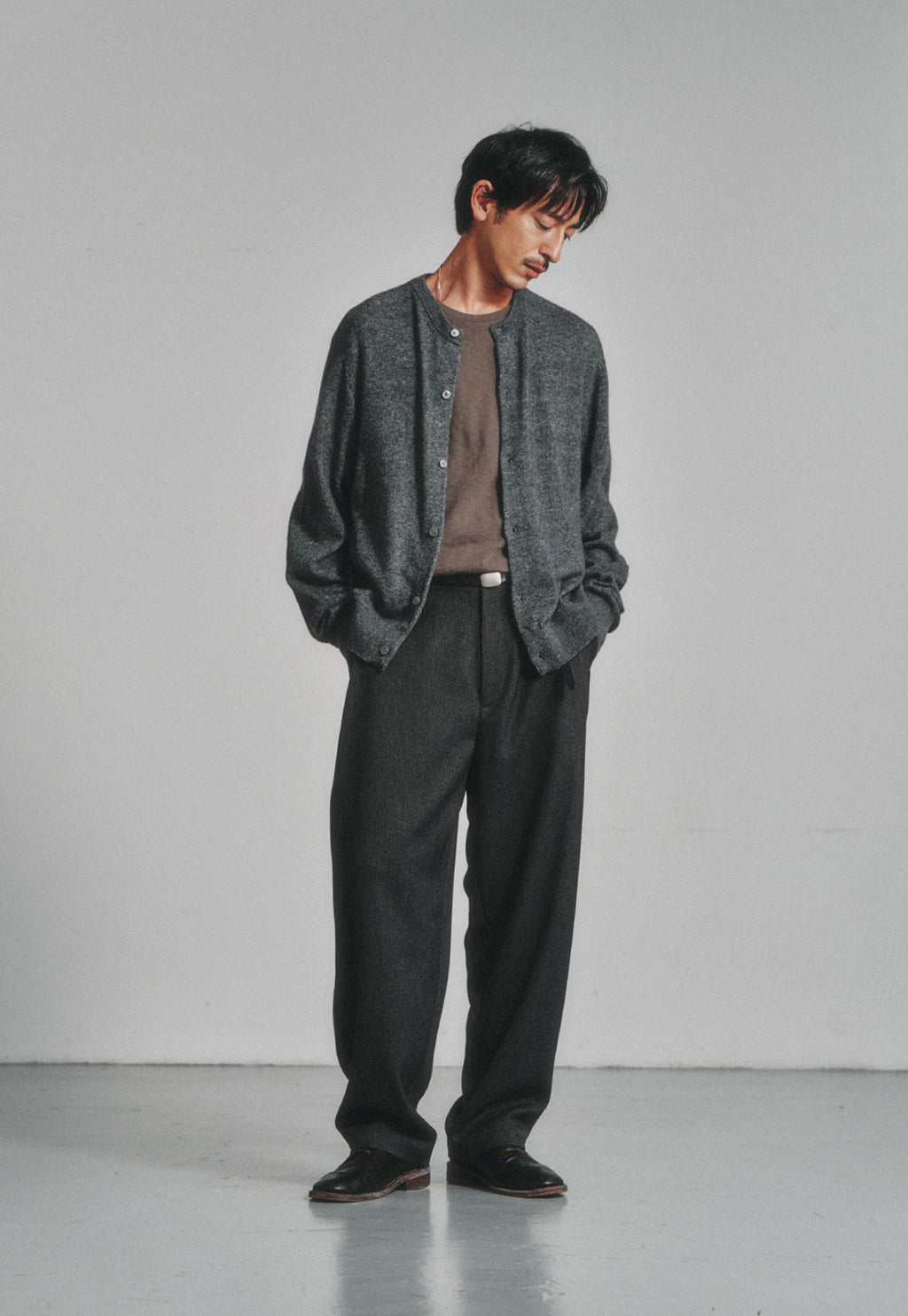 Art if acts - Wholegarment Round Neck Cardigan (Charcoal) product image 5 | TRAB K-Fashion Australia