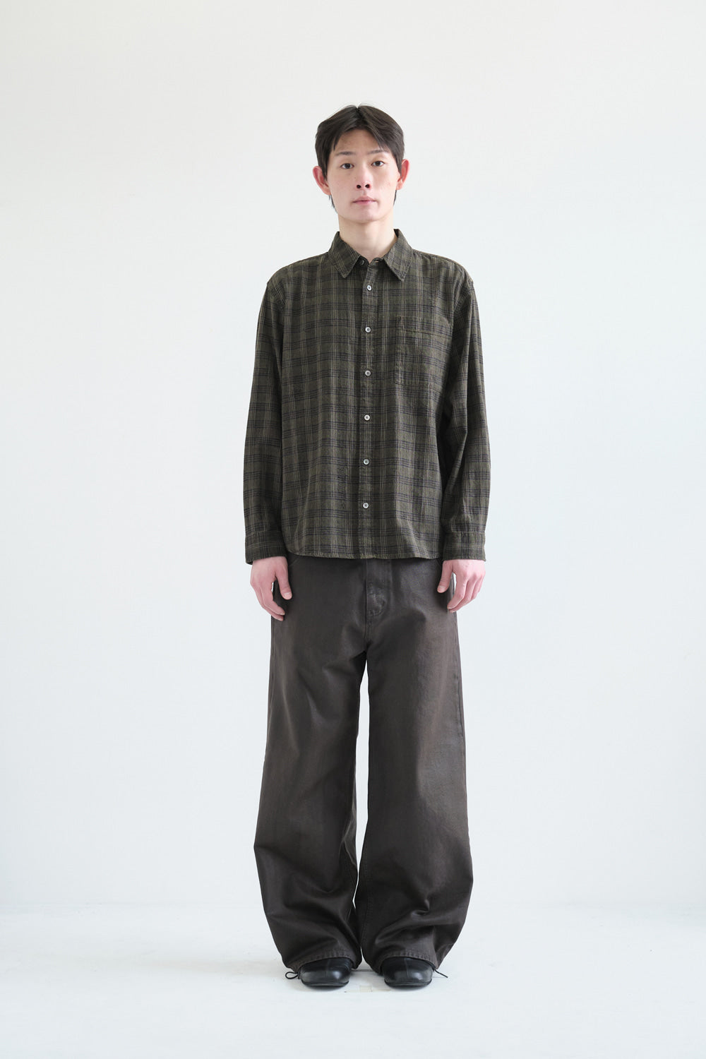 Hatchingroom - Museum Shirt Herringbone Check (Over Dyed Khaki) product image 3 | TRAB K-Fashion Australia