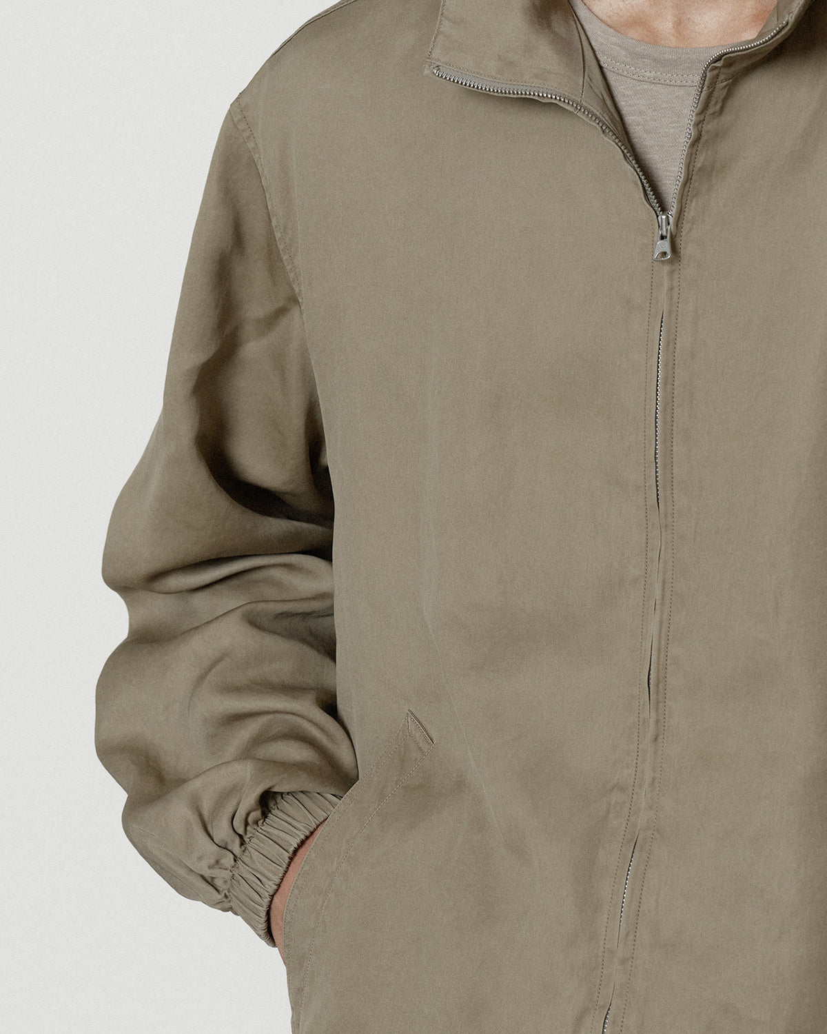 Brownyard - Washed Cupro Stand Collar Blouson (Dark Beige) product image 4 | TRAB K-Fashion Australia