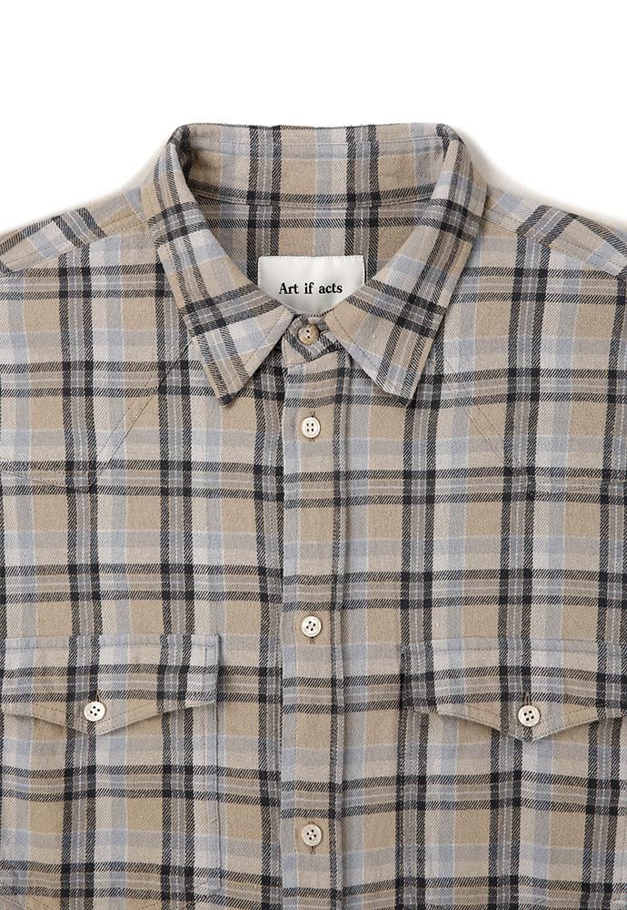 Art if acts - Washed Check Western Shirt (Stone/Grey) product image 10 | TRAB K-Fashion Australia