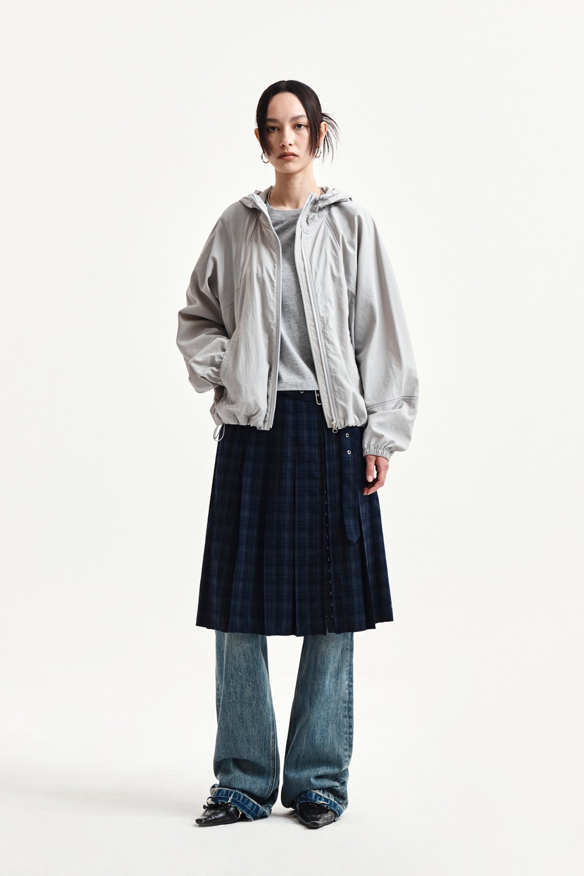 Matin Kim - Cropped Back Logo Hoody Wind Breaker (Light Beige) product image 10 | TRAB K-Fashion Australia