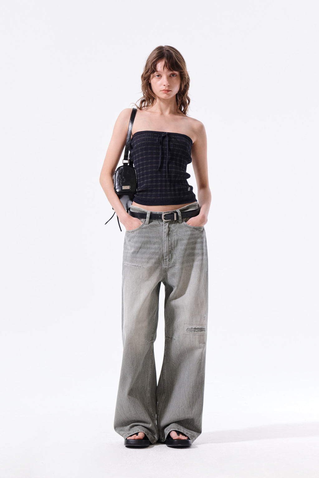 Matin Kim - Stripe Knit Tube Top (Navy) product image 9 | TRAB K-Fashion Australia