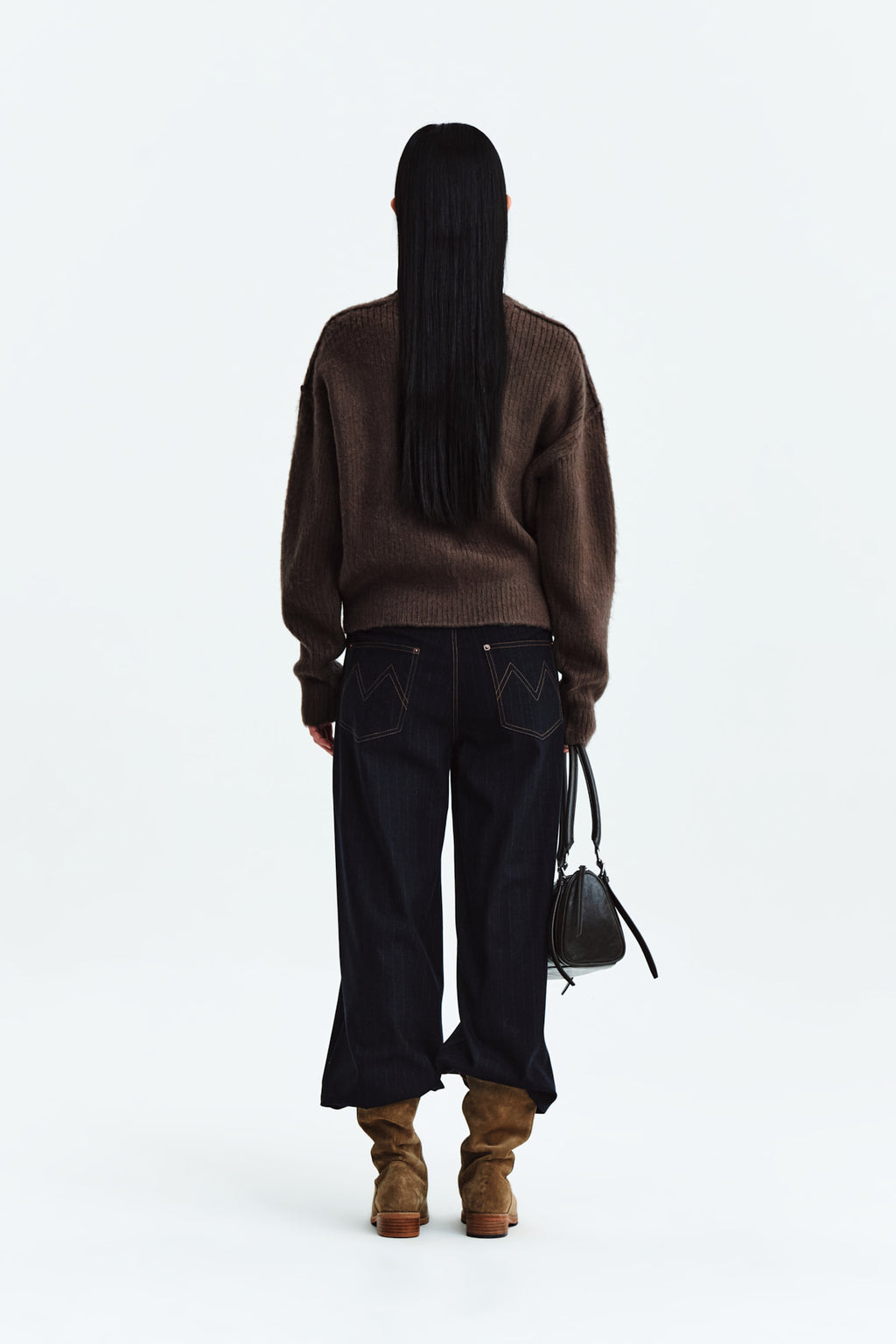 Matin Kim - Denim Like Stripe Wide Pants (Navy) product image 7 | TRAB K-Fashion Australia