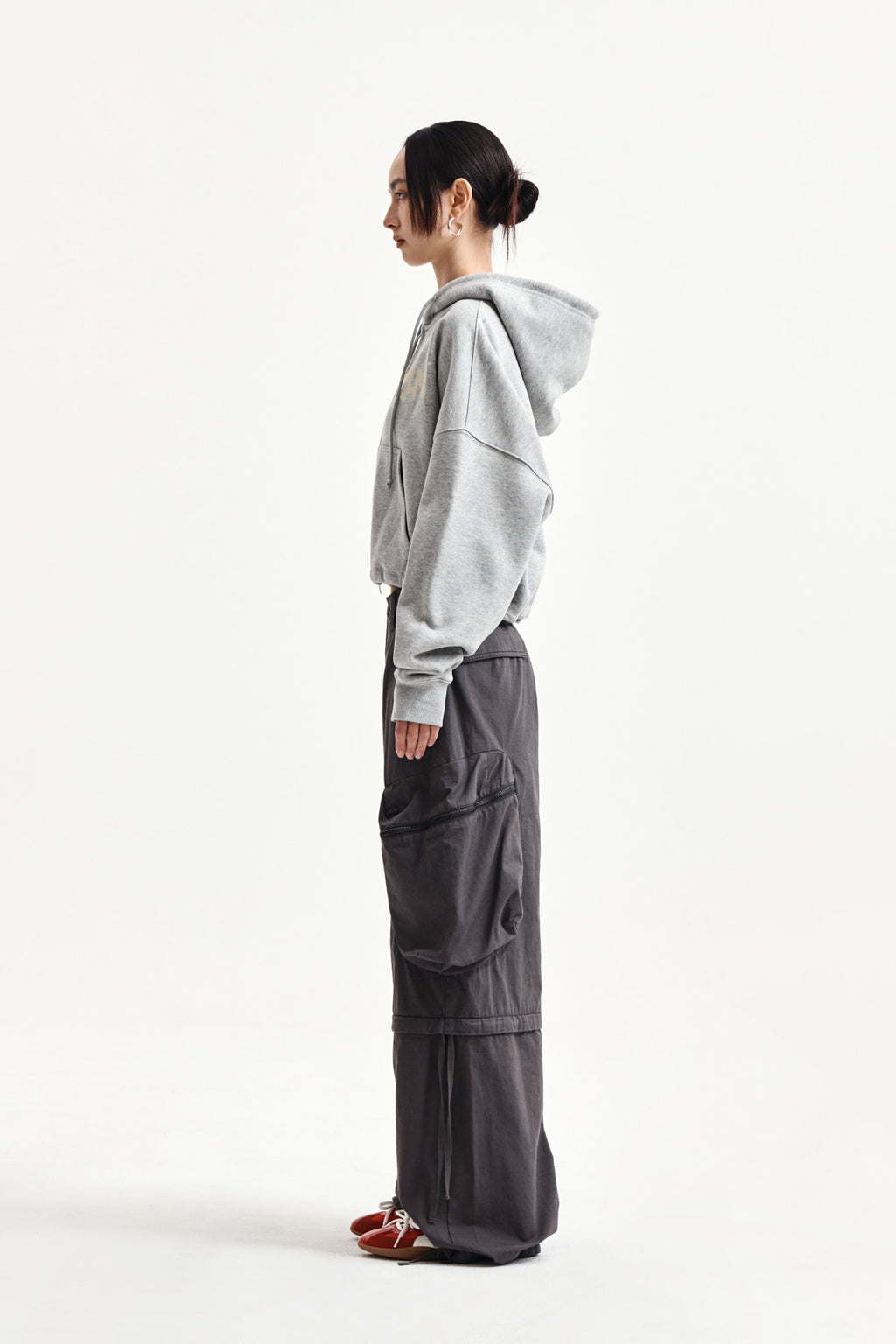 Matin Kim - Graffiti Logo Crop Hoody Zip Up (Grey) product image 6 | TRAB K-Fashion Australia