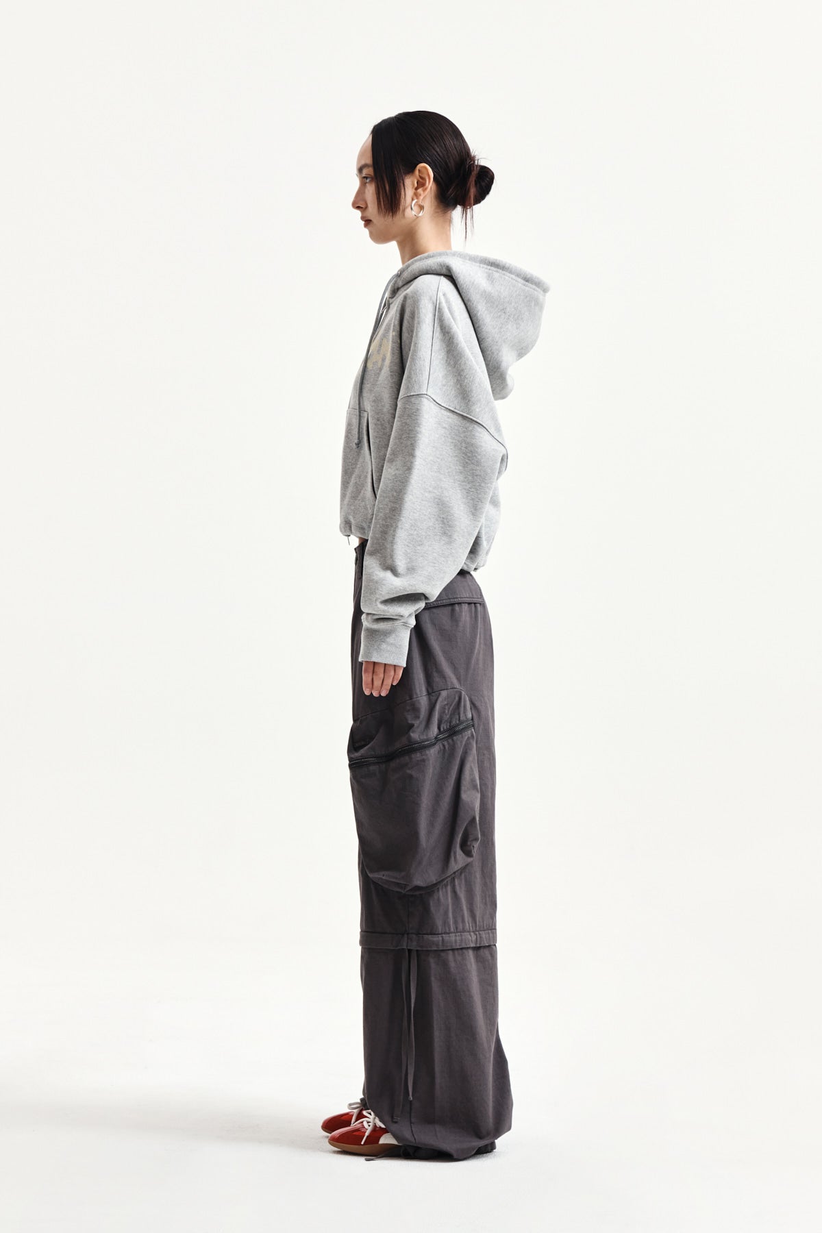 Matin Kim - Graffiti Logo Crop Hoody Zip Up (Grey) product image 6 | TRAB K-Fashion Australia