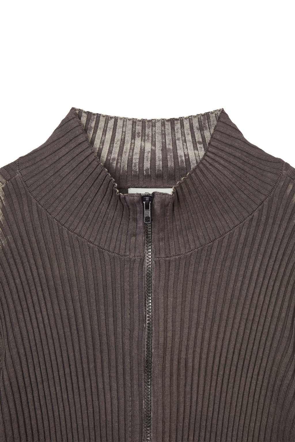 Deinet - Brush Ribbed Knit Zip Up (Brown) product image 3 | TRAB K-Fashion Australia