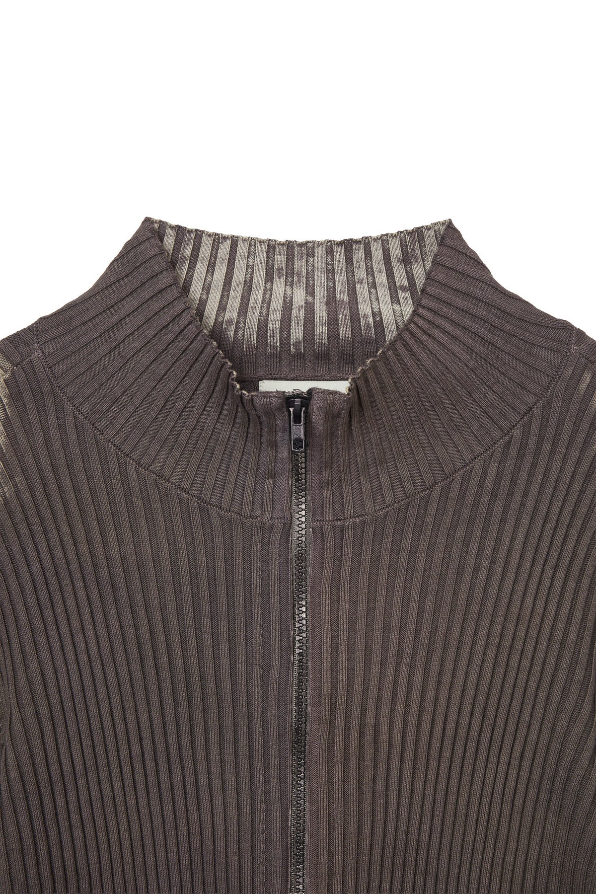 Deinet - Brush Ribbed Knit Zip Up (Brown) product image 3 | TRAB K-Fashion Australia