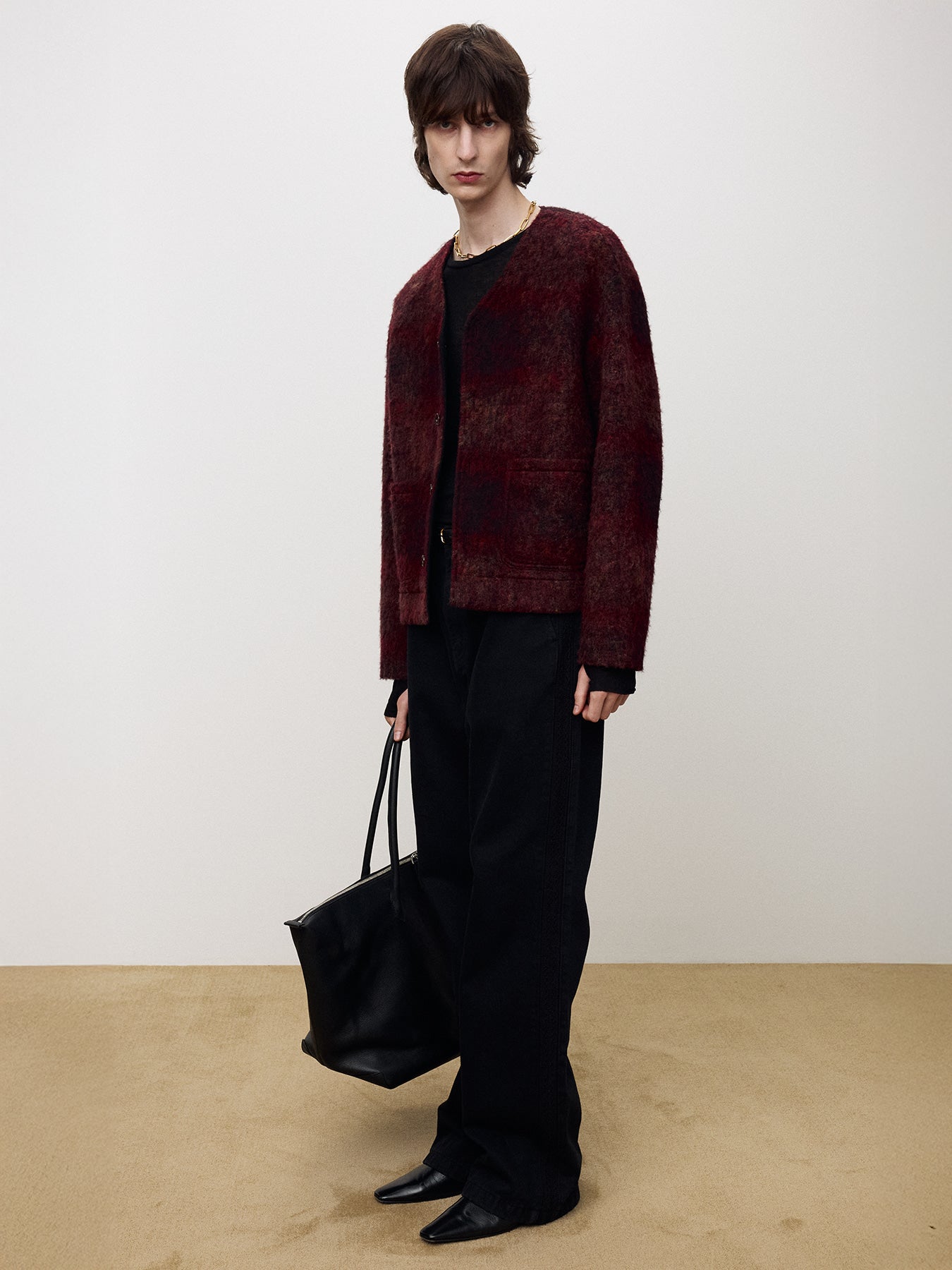 Tonywack - Mohair V-Neck Blouson Italian Fabric (Dark Red) product image 5 | TRAB K-Fashion Australia
