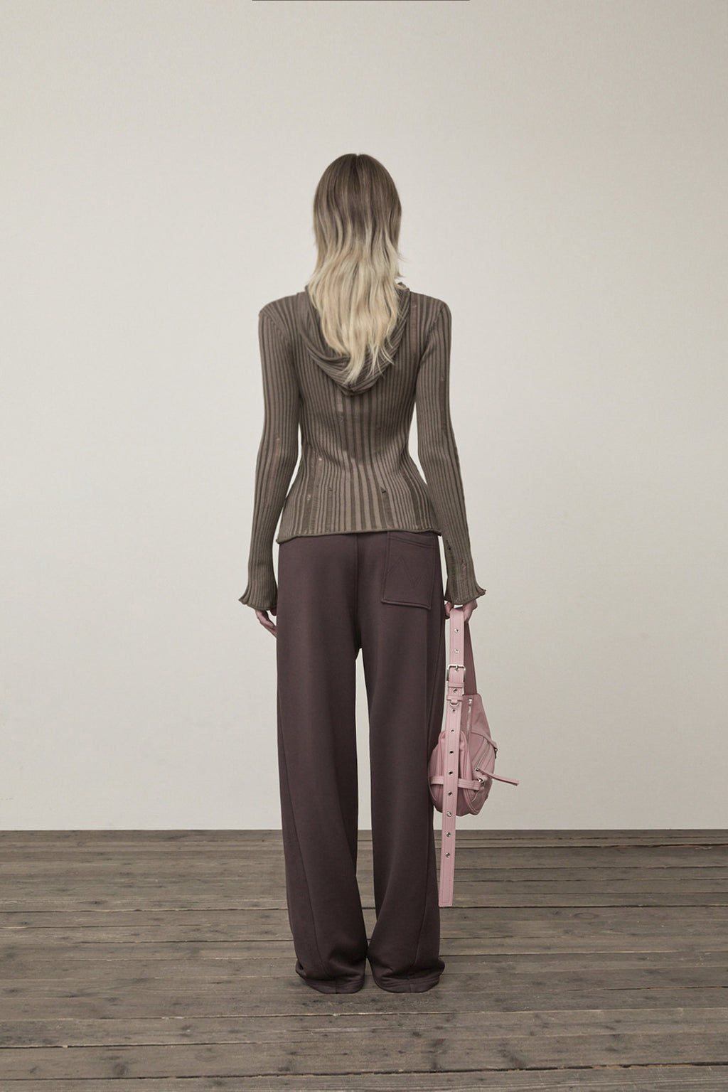 Matin Kim - Logo Point Damage Slim Hoody Cardigan (Khaki Brown) product image 7 | TRAB K-Fashion Australia