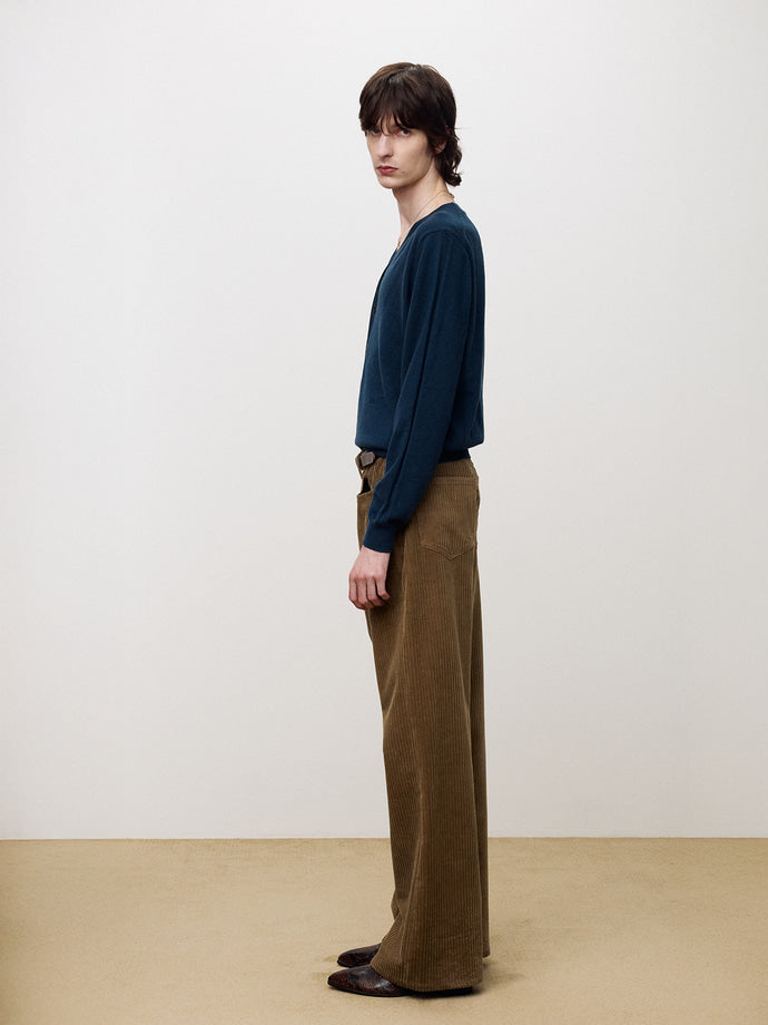 Tonywack - Italian Corduroy Loose Flared Pants (Beige Khaki) product image 5 | TRAB K-Fashion Australia