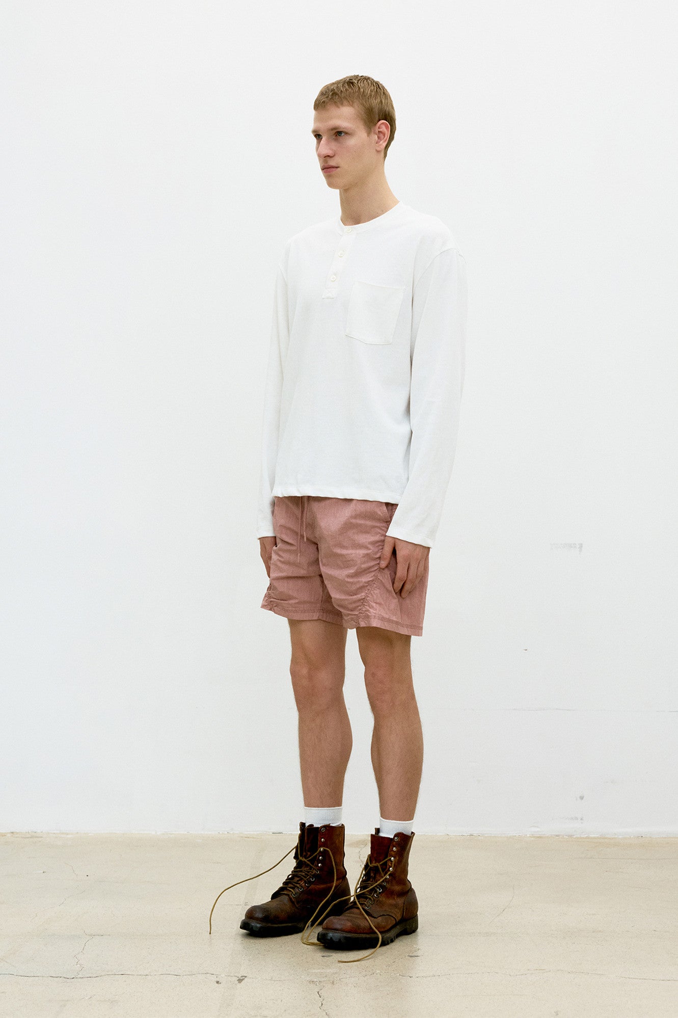 Coor - One-Pocket Long Sleeve Henley T-Shirt (White) product image 3 | TRAB K-Fashion Australia