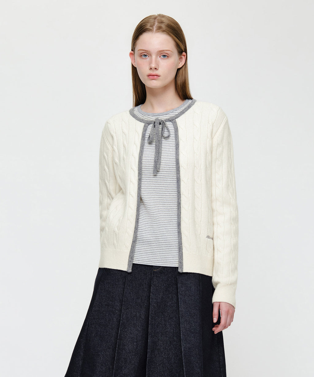 Marithe & Francois Girbaud - Ribbon Cardigan (Ivory) product image 1 | TRAB K-Fashion Australia