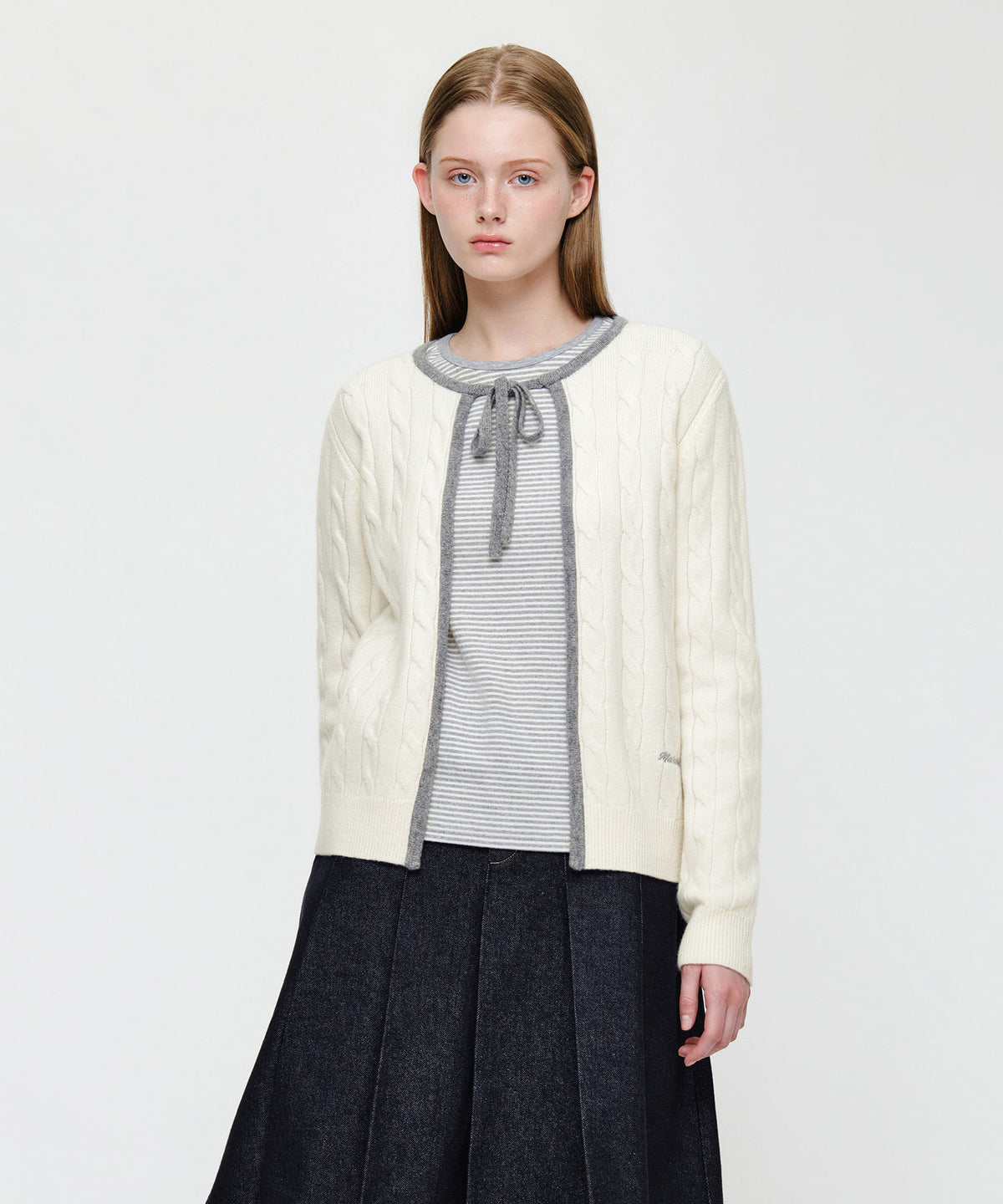 Marithe & Francois Girbaud - Ribbon Cardigan (Ivory) product image 1 | TRAB K-Fashion Australia