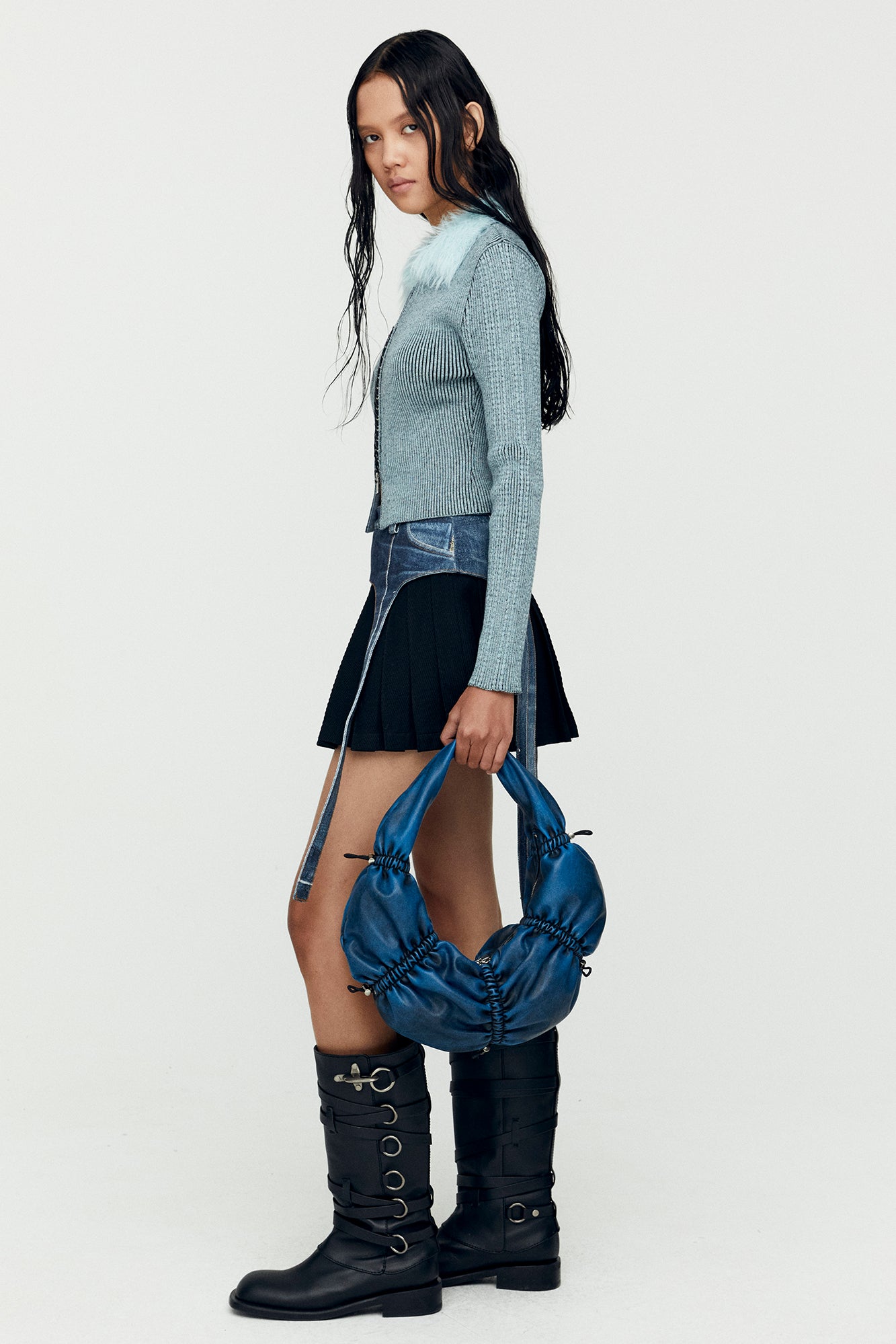 Andersson Bell - Lace-Up Knit Cardigan (Blue) product image 4 | TRAB K-Fashion Australia