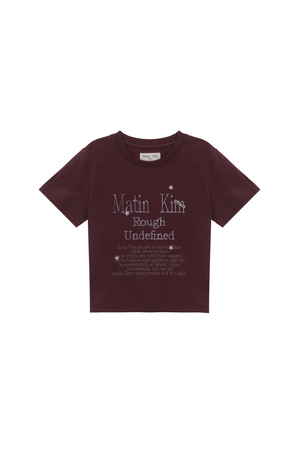 Matin Kim - Dazzle Lettering Crop Top (Burgundy) product image 1 | TRAB K-Fashion Australia