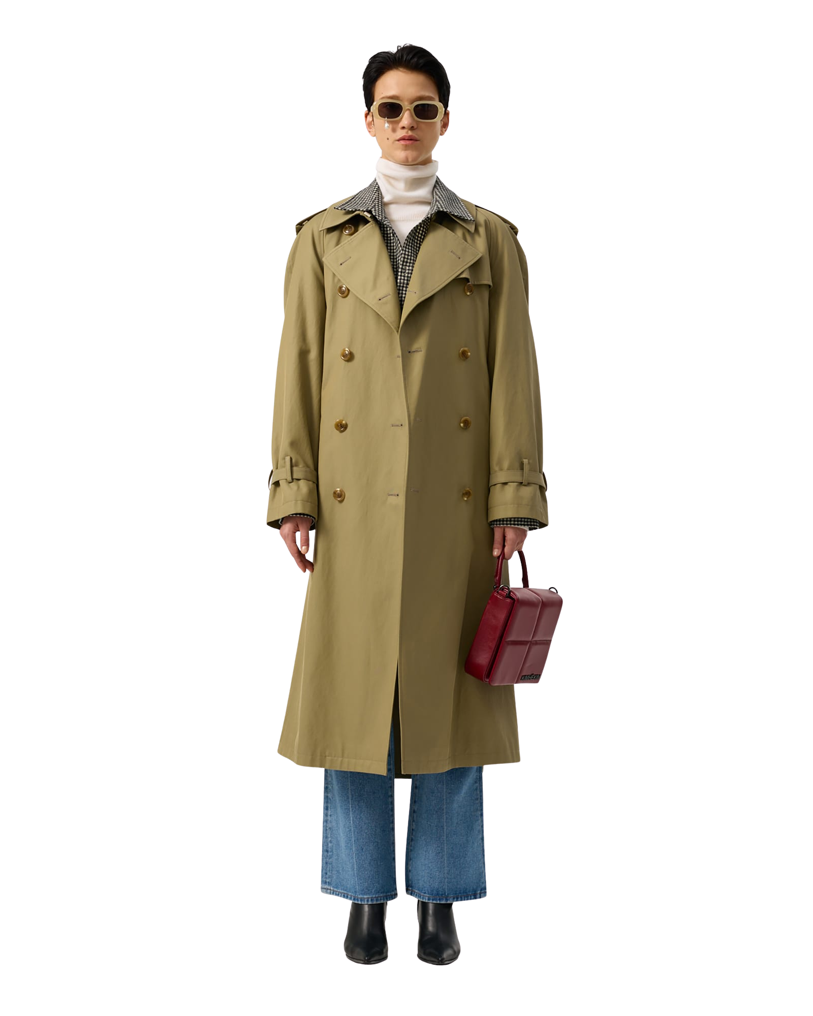 Kimhe Kim - Cotton-Rayon Belted Trench Coat (Olive Green) product image 7 | TRAB K-Fashion Australia