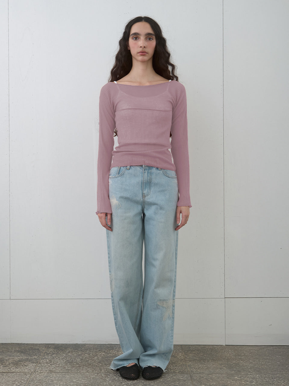 Kijun - Sheer Boatneck Knit Dusty (Pink) product image 4 | TRAB K-Fashion Australia