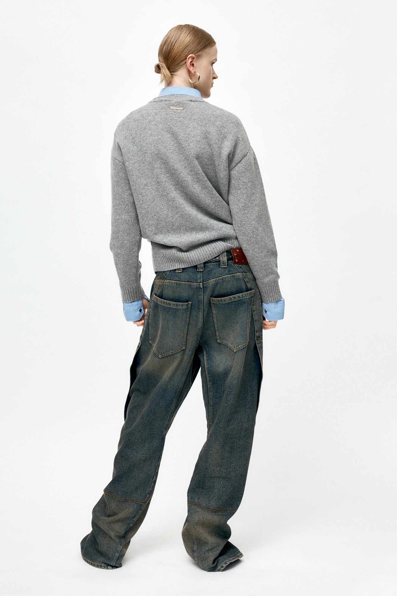 Andersson Bell - Unisex Twisted Zipper Pocket Jeans (Dusty Blue) product image 9 | TRAB K-Fashion Australia