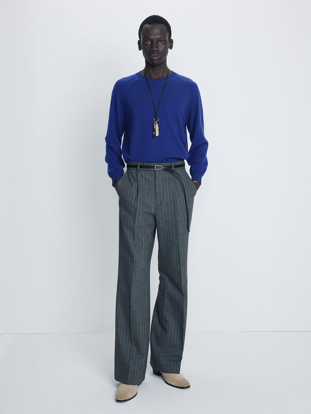 Tonywack - Super Fine Merino Wool Distressed V- Neck Knit (Navy) product image 3 | TRAB K-Fashion Australia