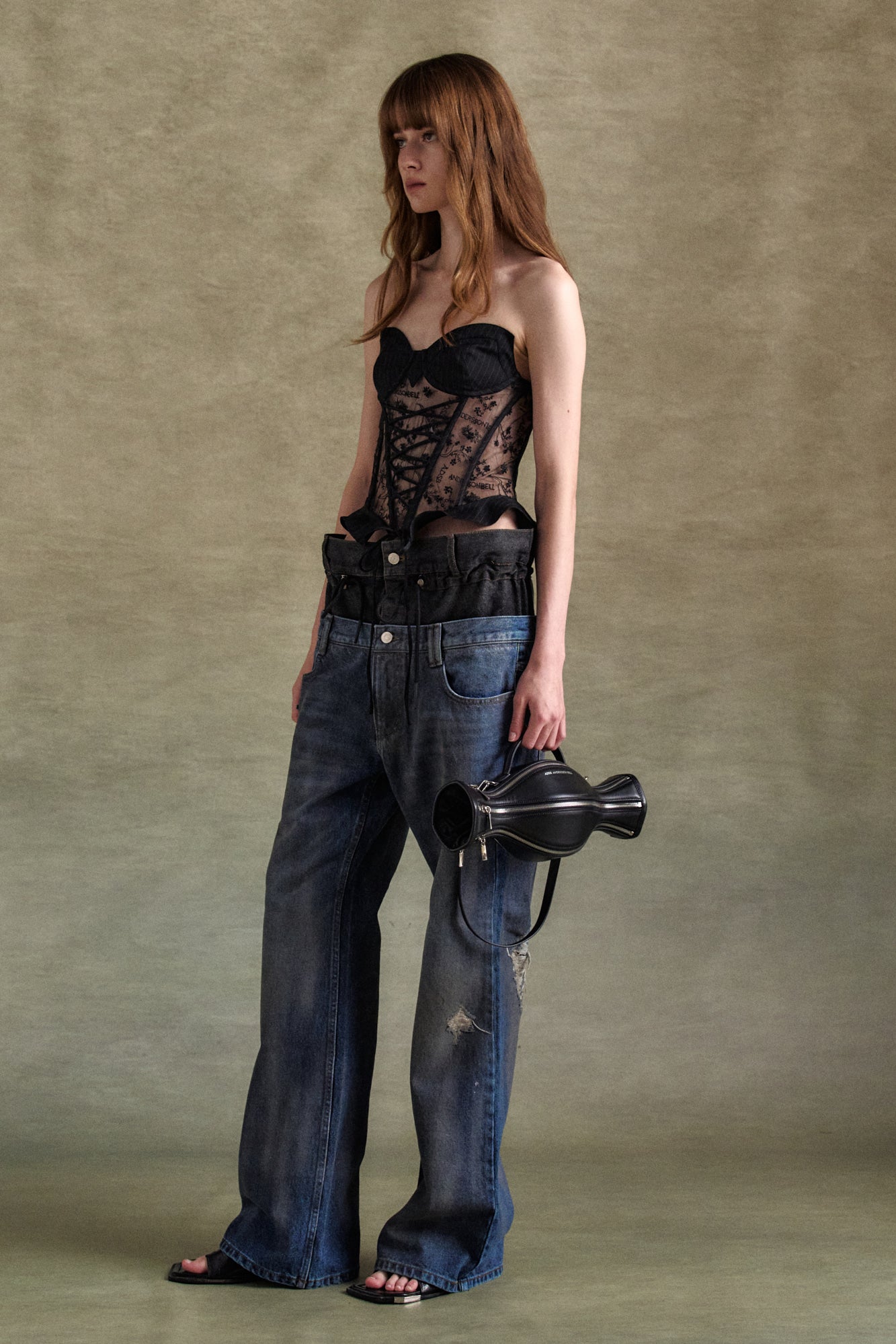Andersson Bell - Dusty Spray Double Waist Jeans (Blue Black) product image 9 | TRAB K-Fashion Australia