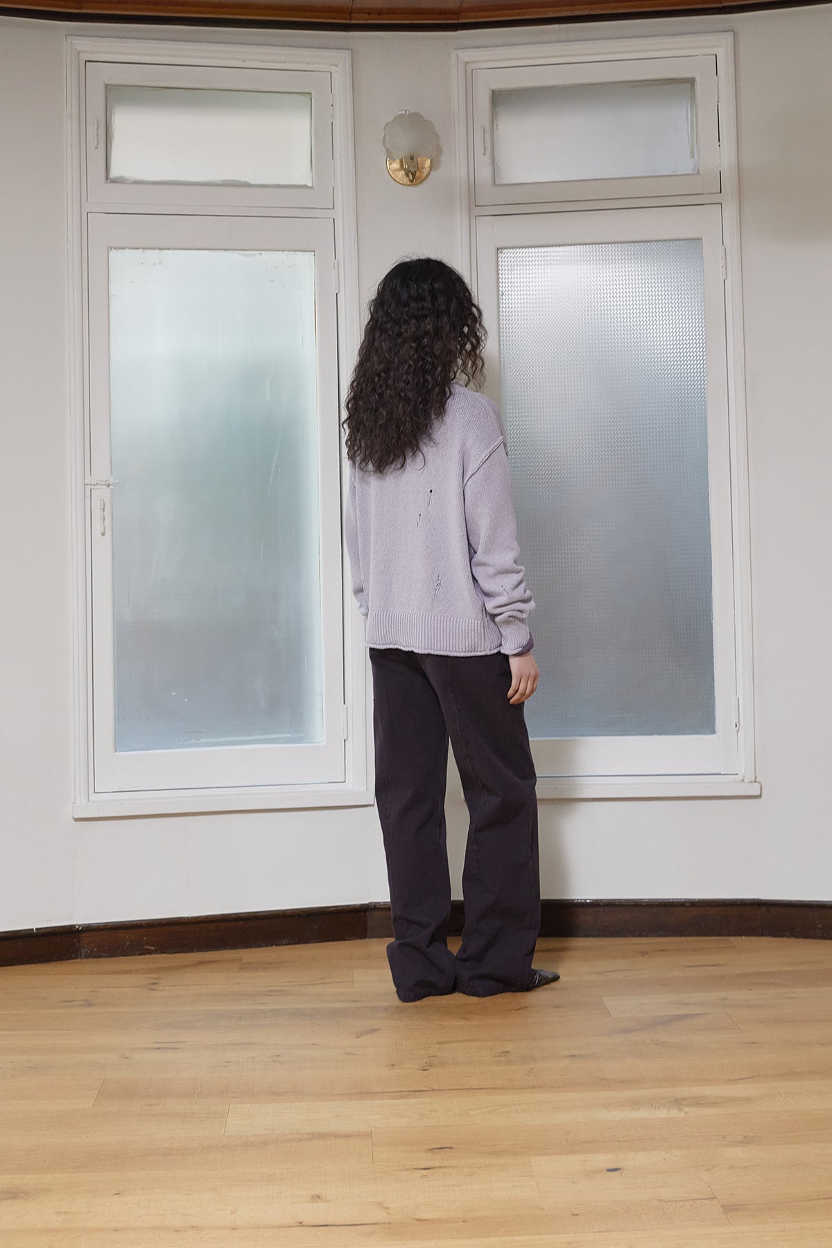 Matin Kim - Crack Logo Vintage Knit Pullover (Lilac) product image 7 | TRAB K-Fashion Australia