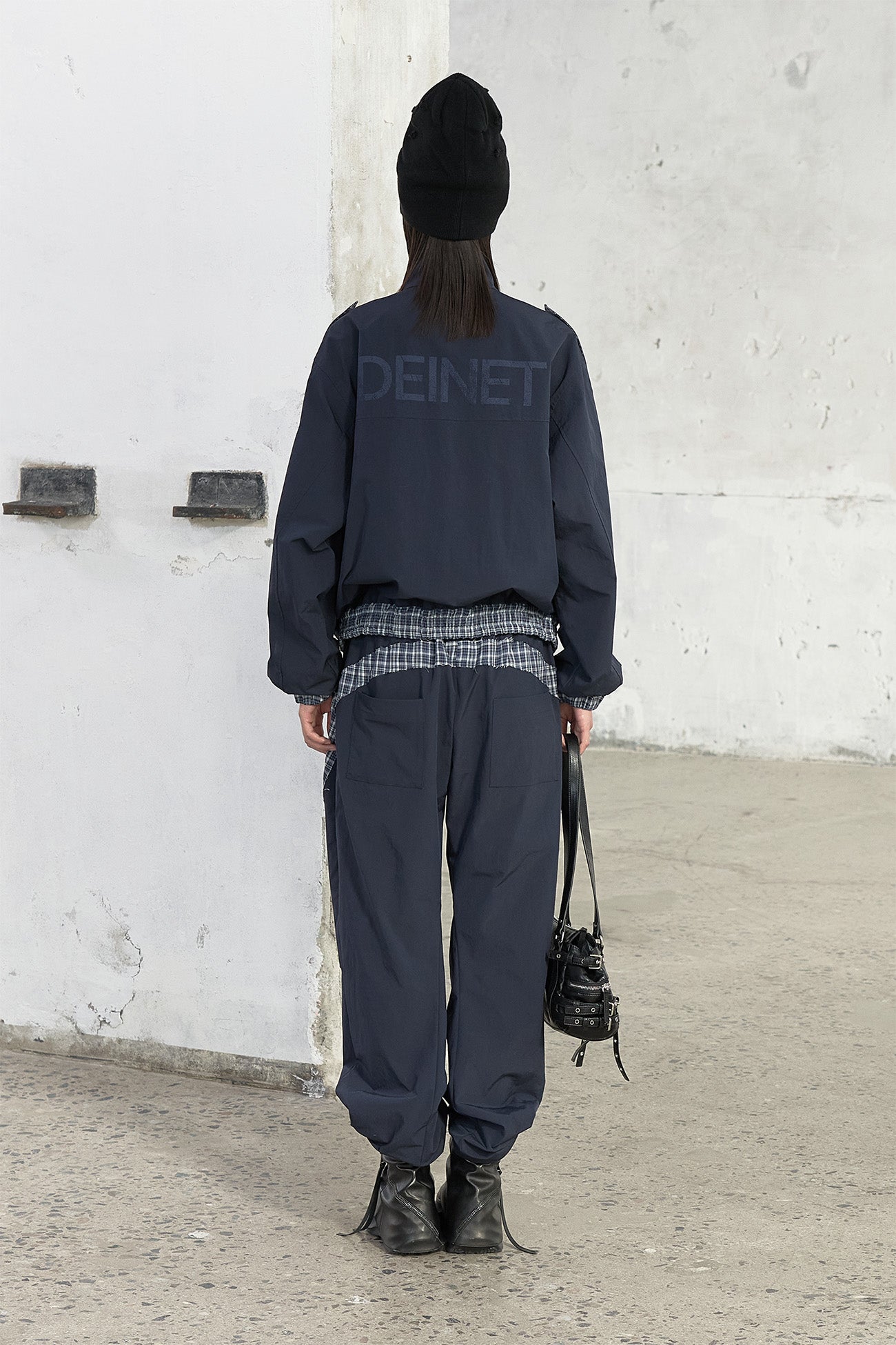 Deinet - Point Check Detail Jacket (Navy) product image 3 | TRAB K-Fashion Australia