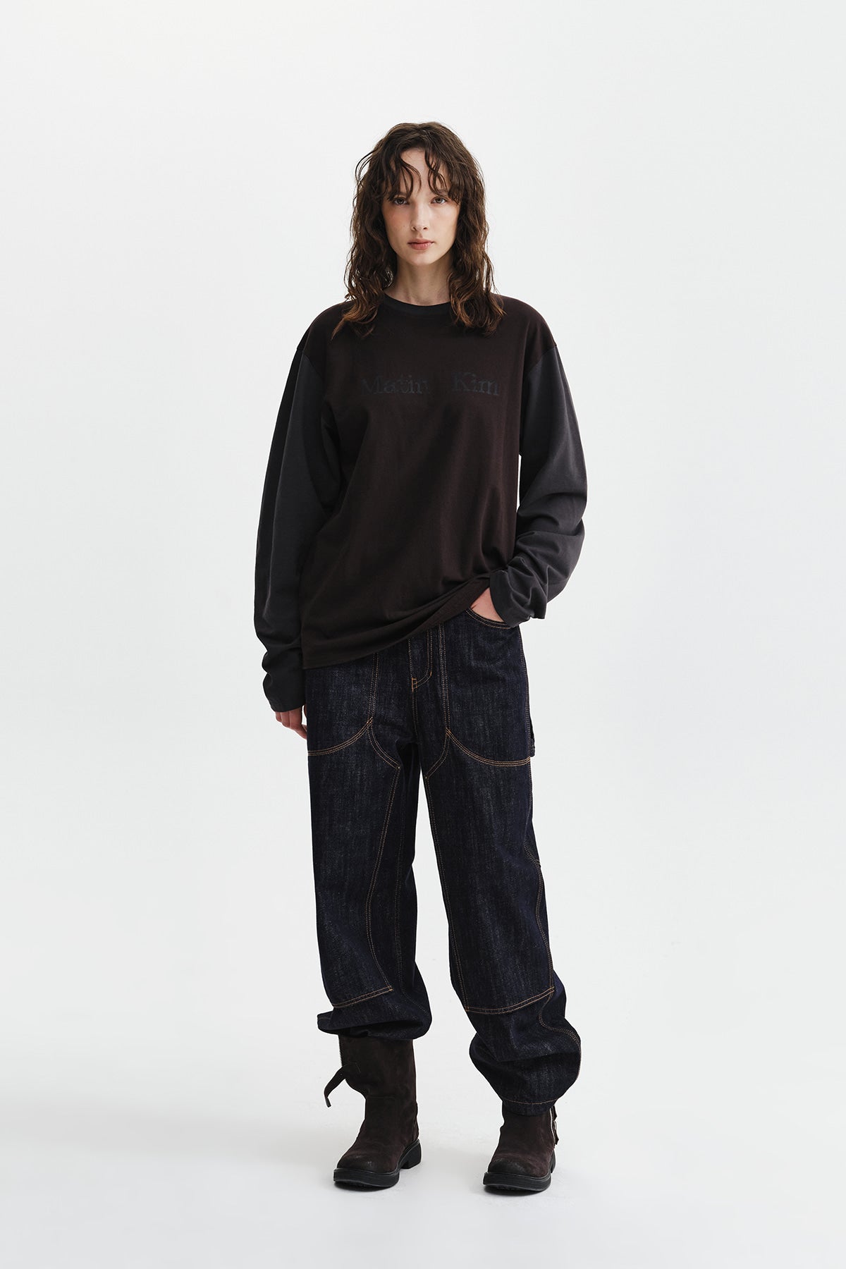 Matin Kim - Tonal Block Logo Top (Brown) product image 10 | TRAB K-Fashion Australia