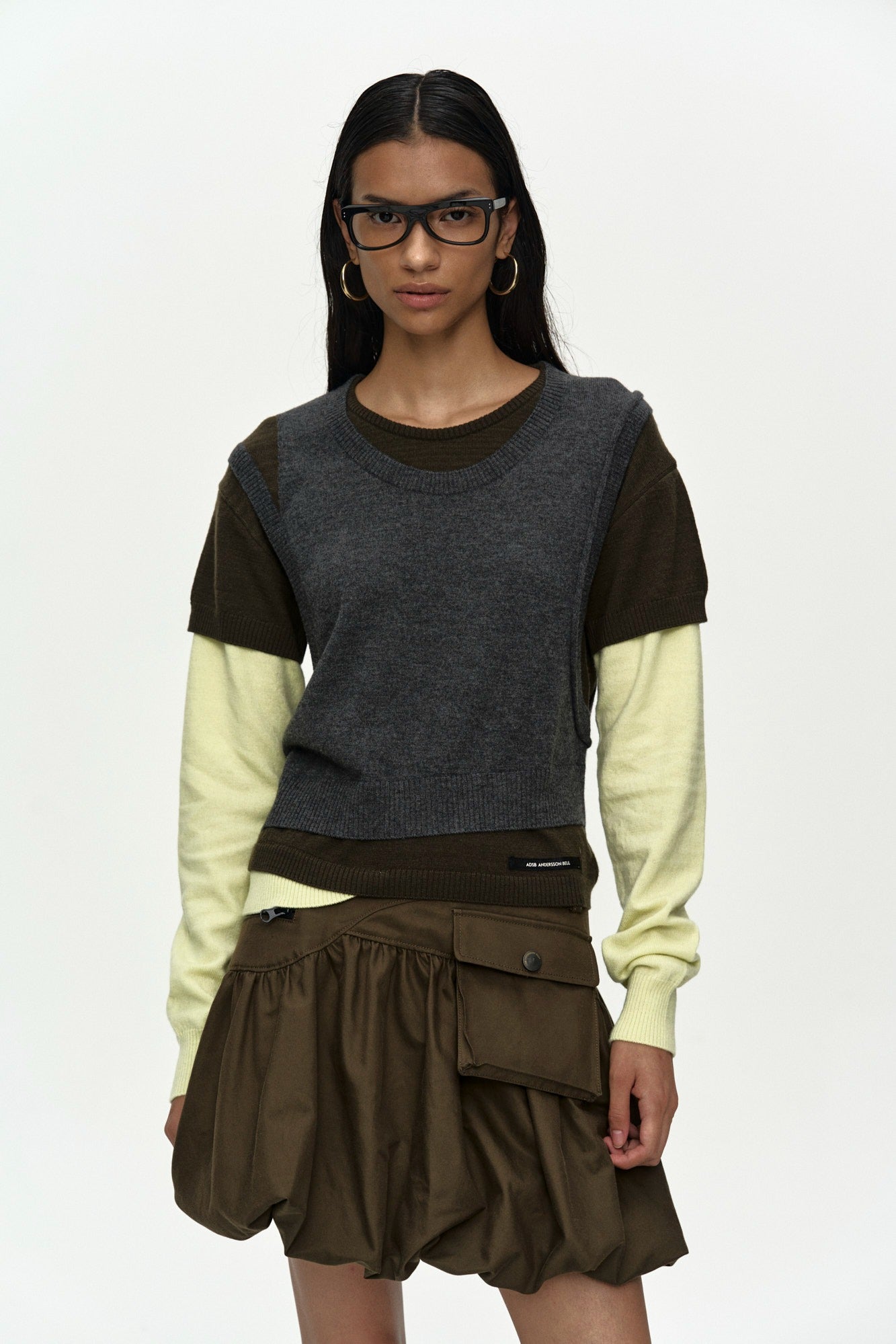 Andersson Bell - Tres Over Layered Sweater (Green) product image 1 | TRAB K-Fashion Australia