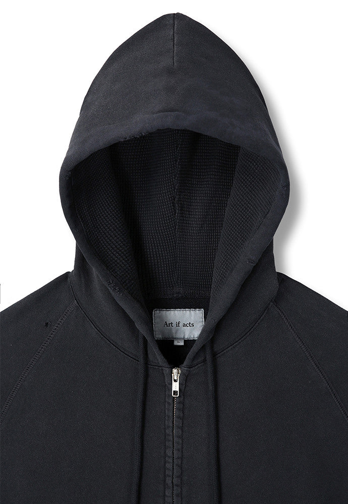 Art if acts - Garment Dyed Sweat Hooded Zip-Up (Black) product image 9 | TRAB K-Fashion Australia